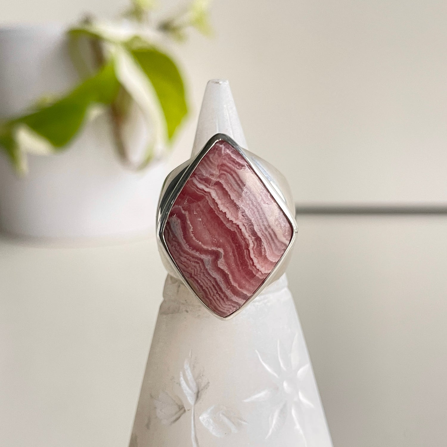 Rhodochrosite Freeform Ring Sz8.5