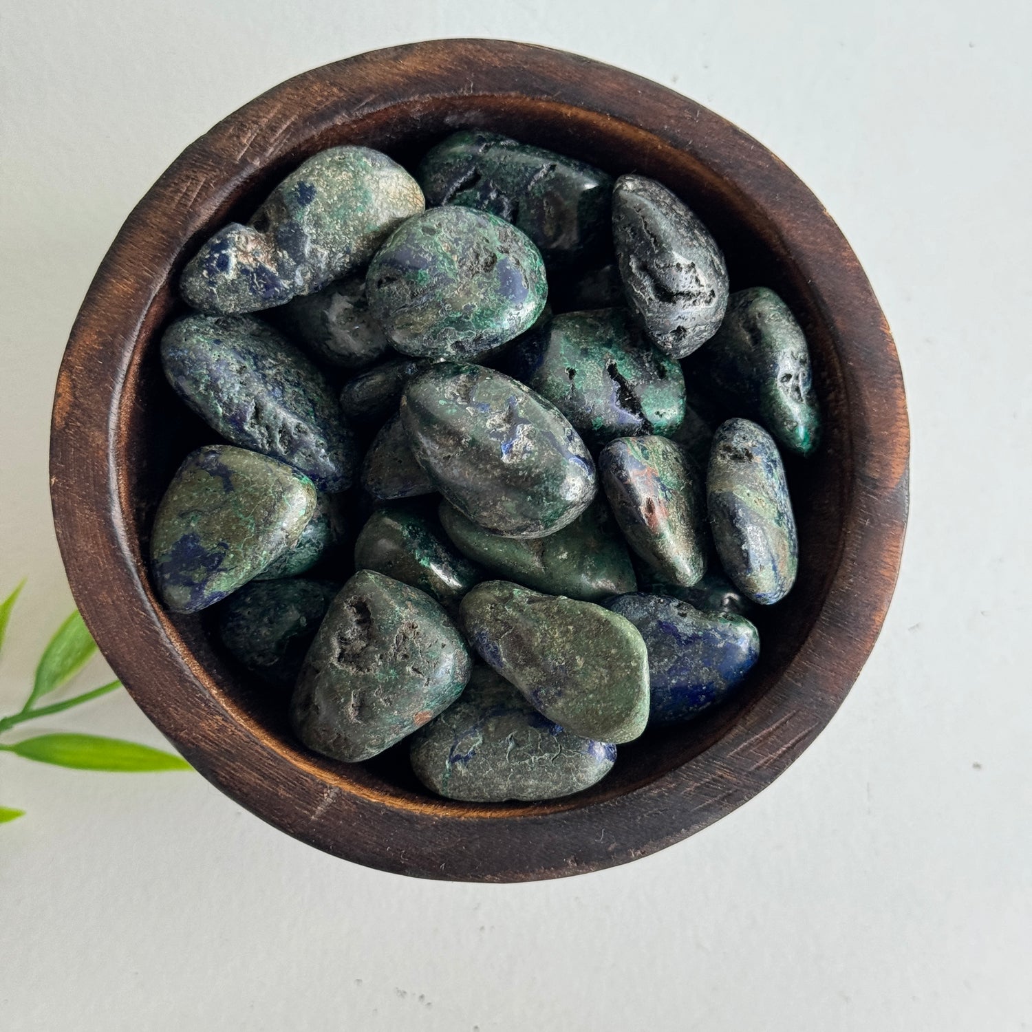 Azurite in Malachite Tumbled