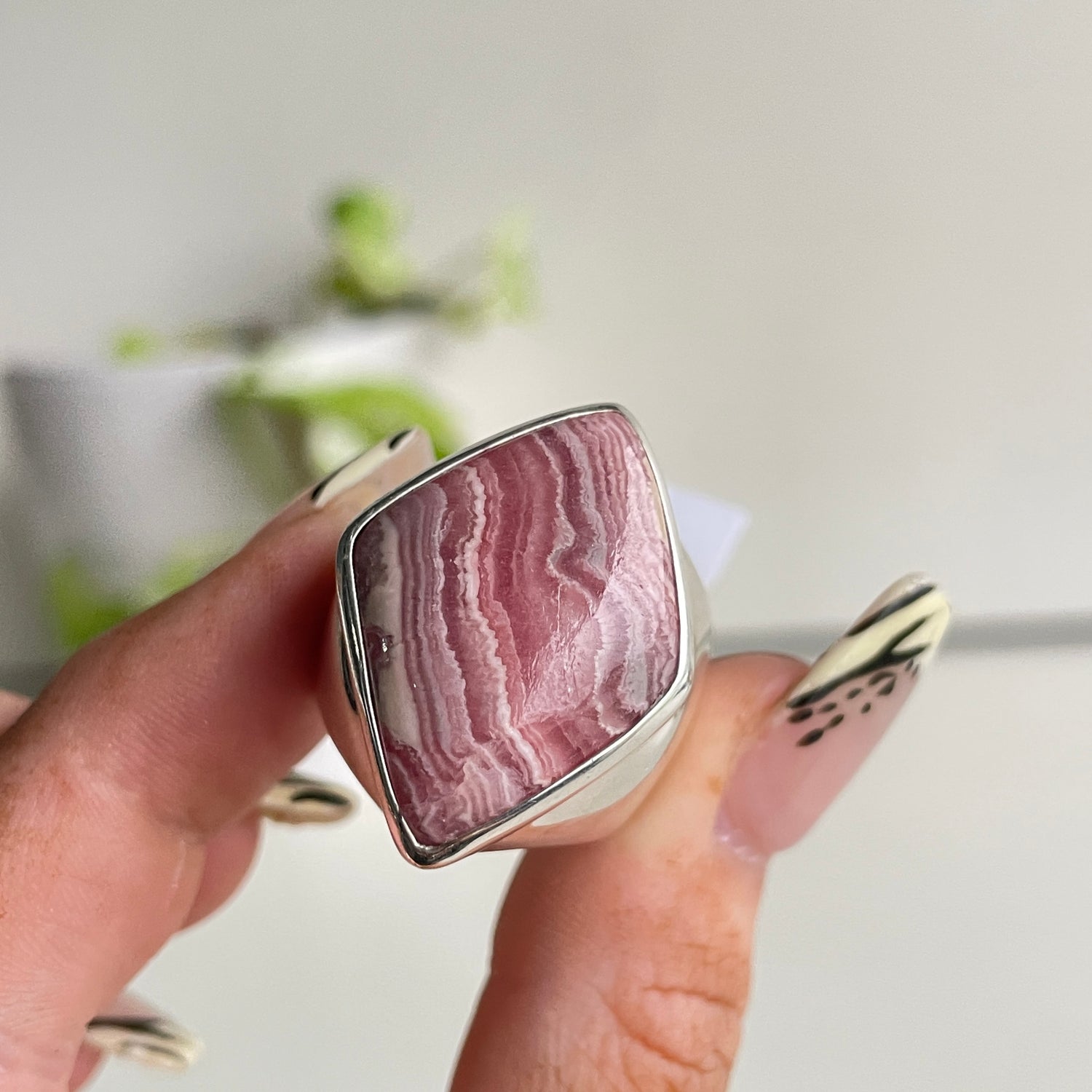 Rhodochrosite Freeform Ring Sz8.5