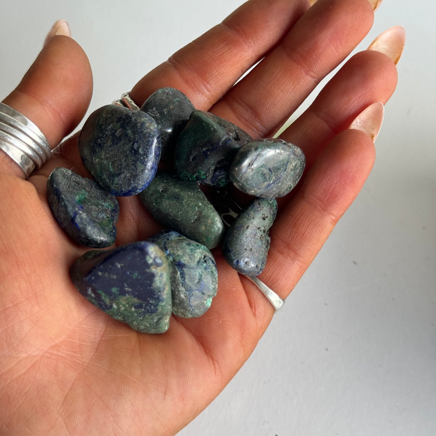 Azurite in Malachite Tumbled