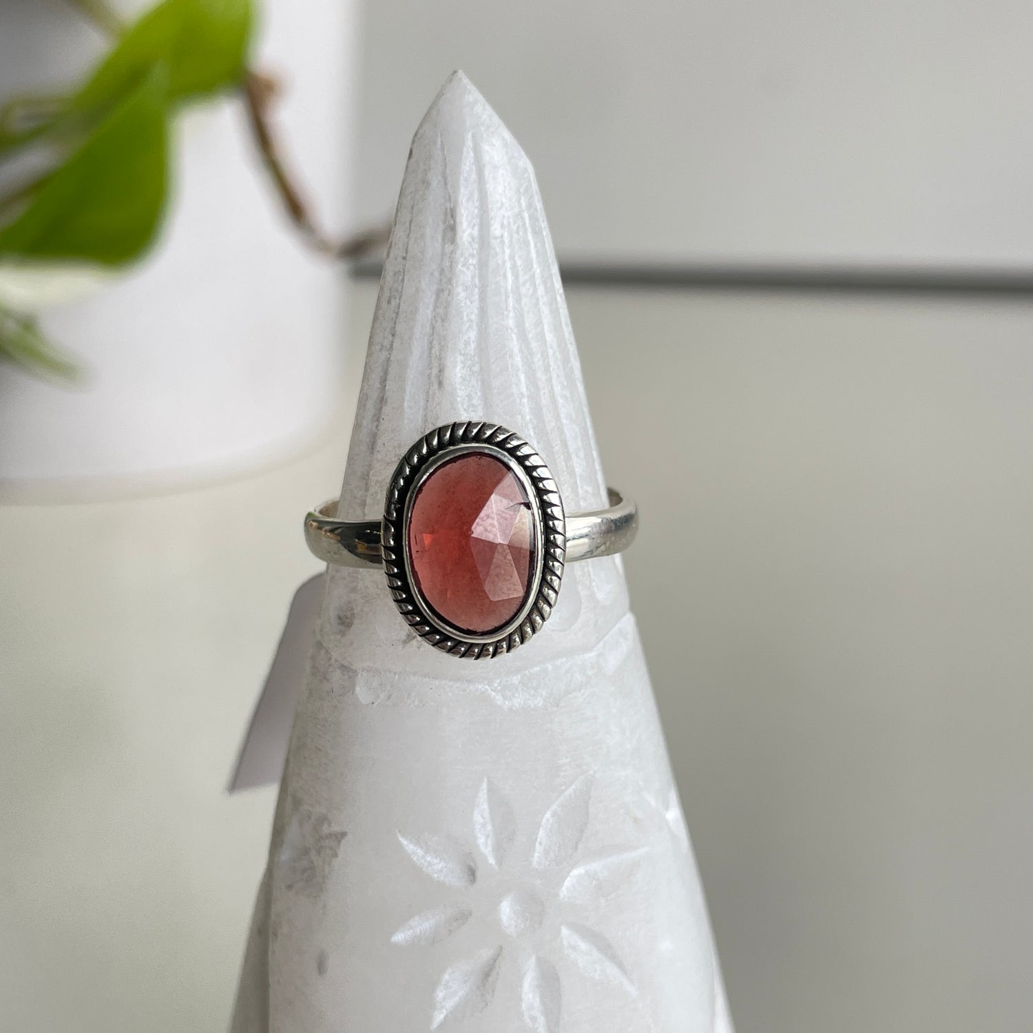 Rhodolite Garnet Oval Ring Sz9