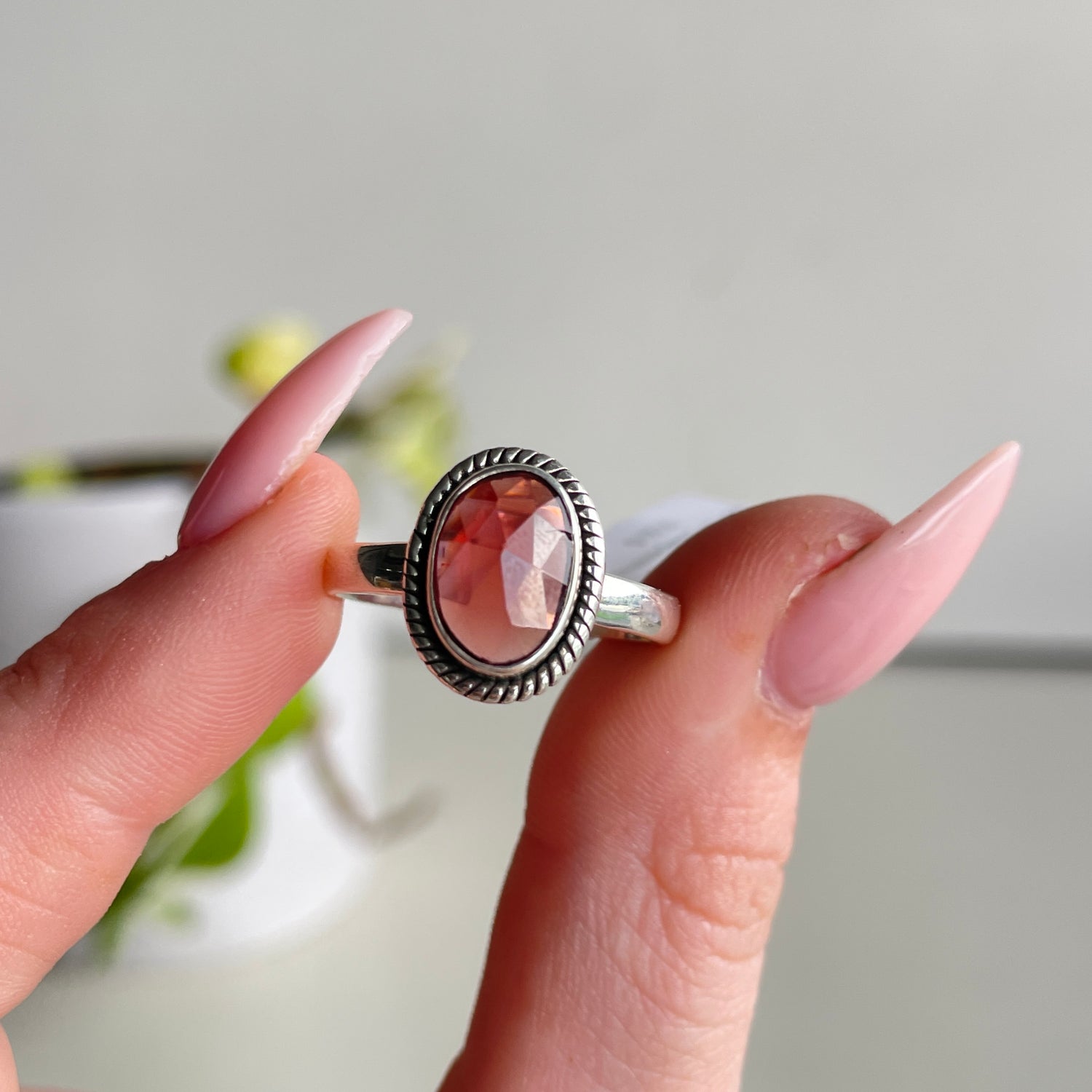 Rhodolite Garnet Oval Ring Sz9