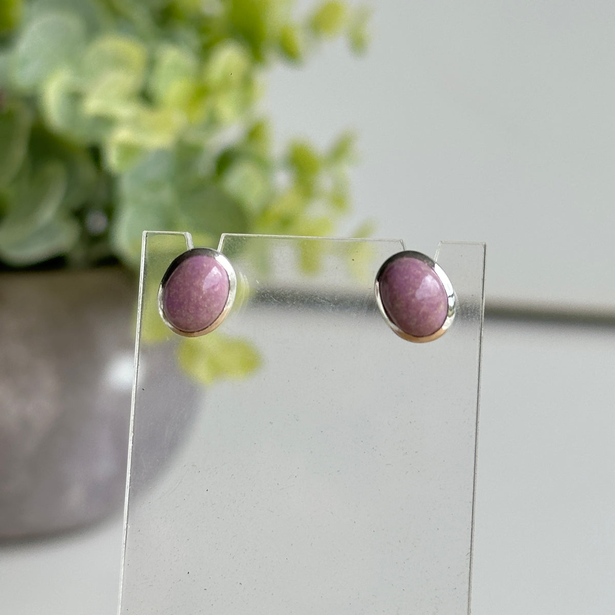 Phosphosiderite Oval Stud Earrings