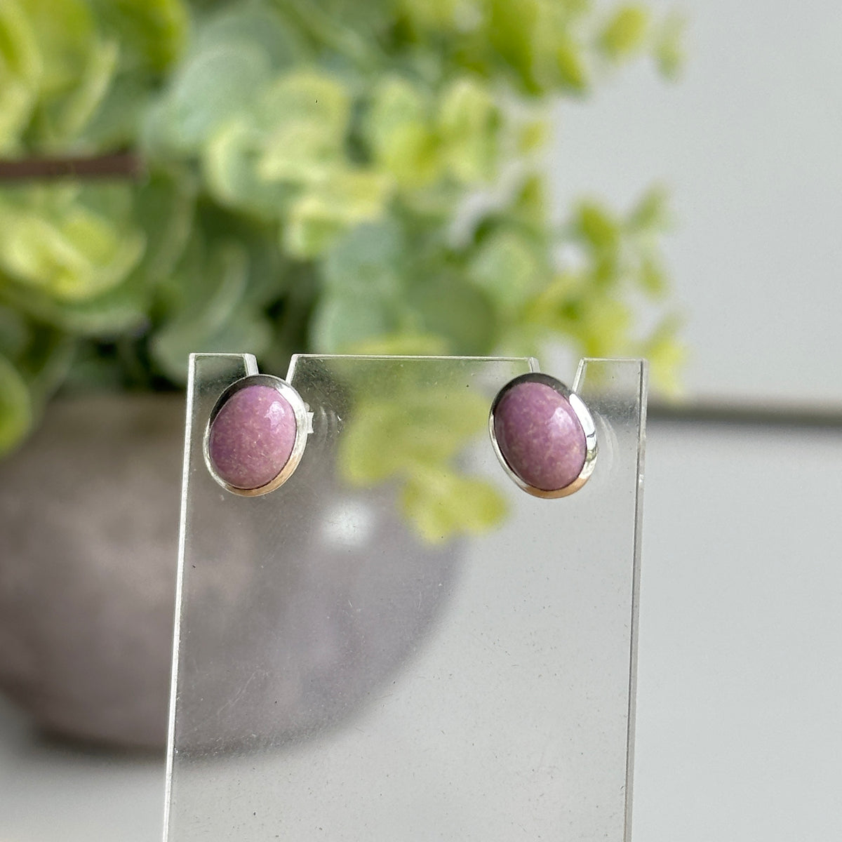 Phosphosiderite Oval Stud Earrings
