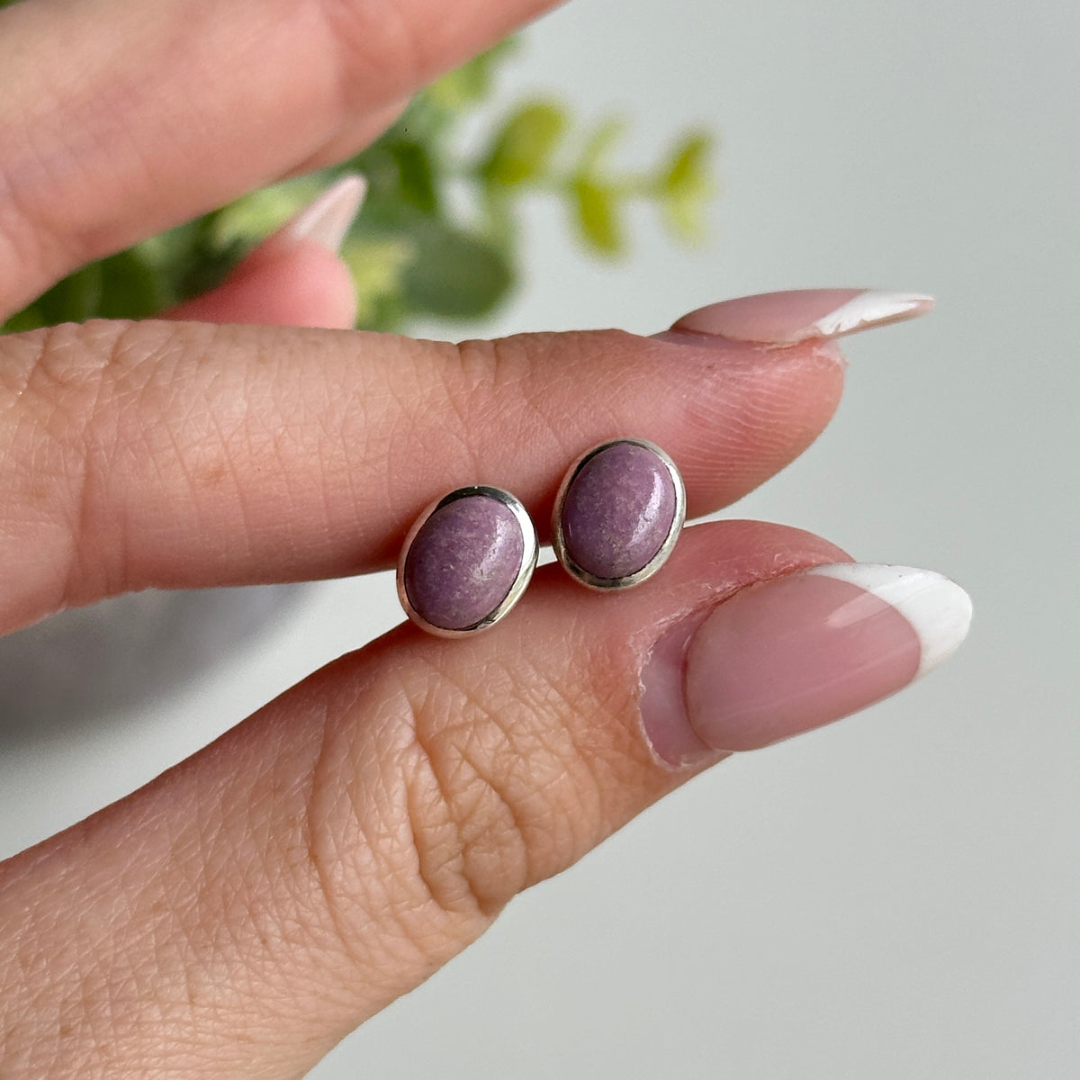 Phosphosiderite Oval Stud Earrings