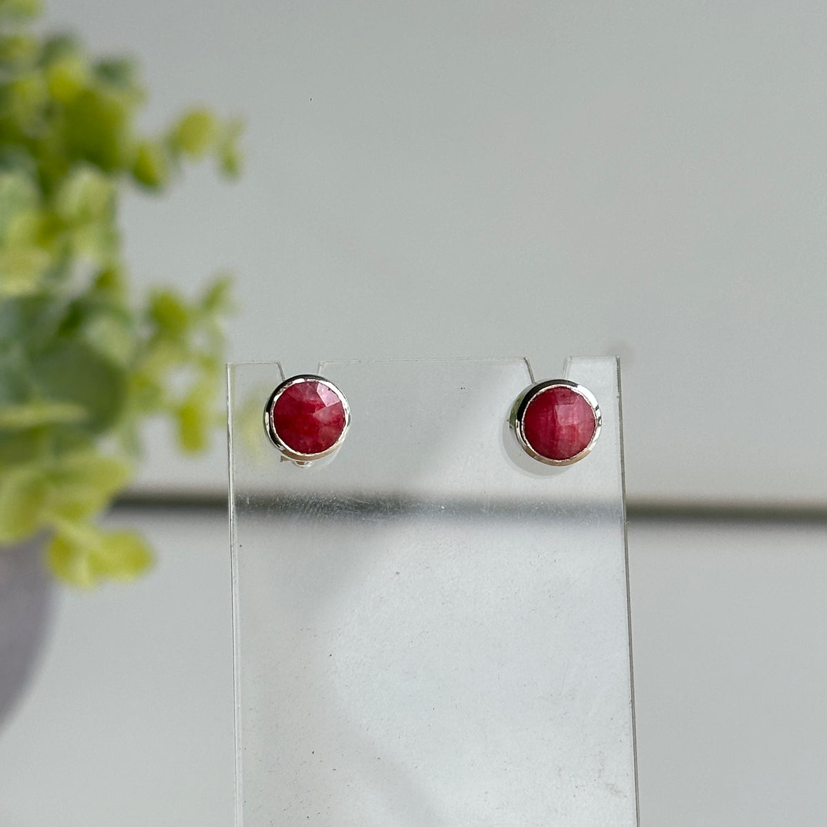 Ruby Round Stud Earrings