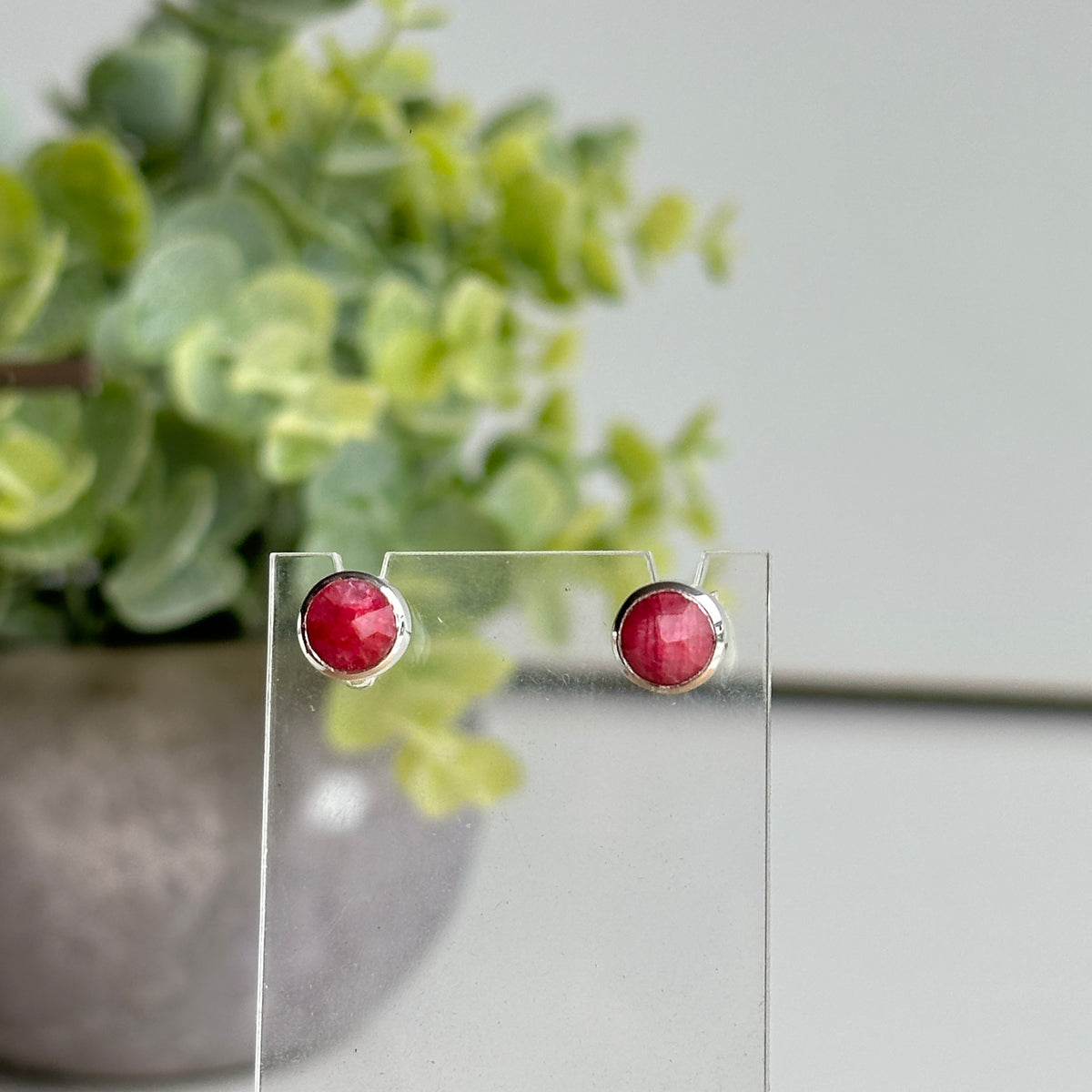 Ruby Round Stud Earrings