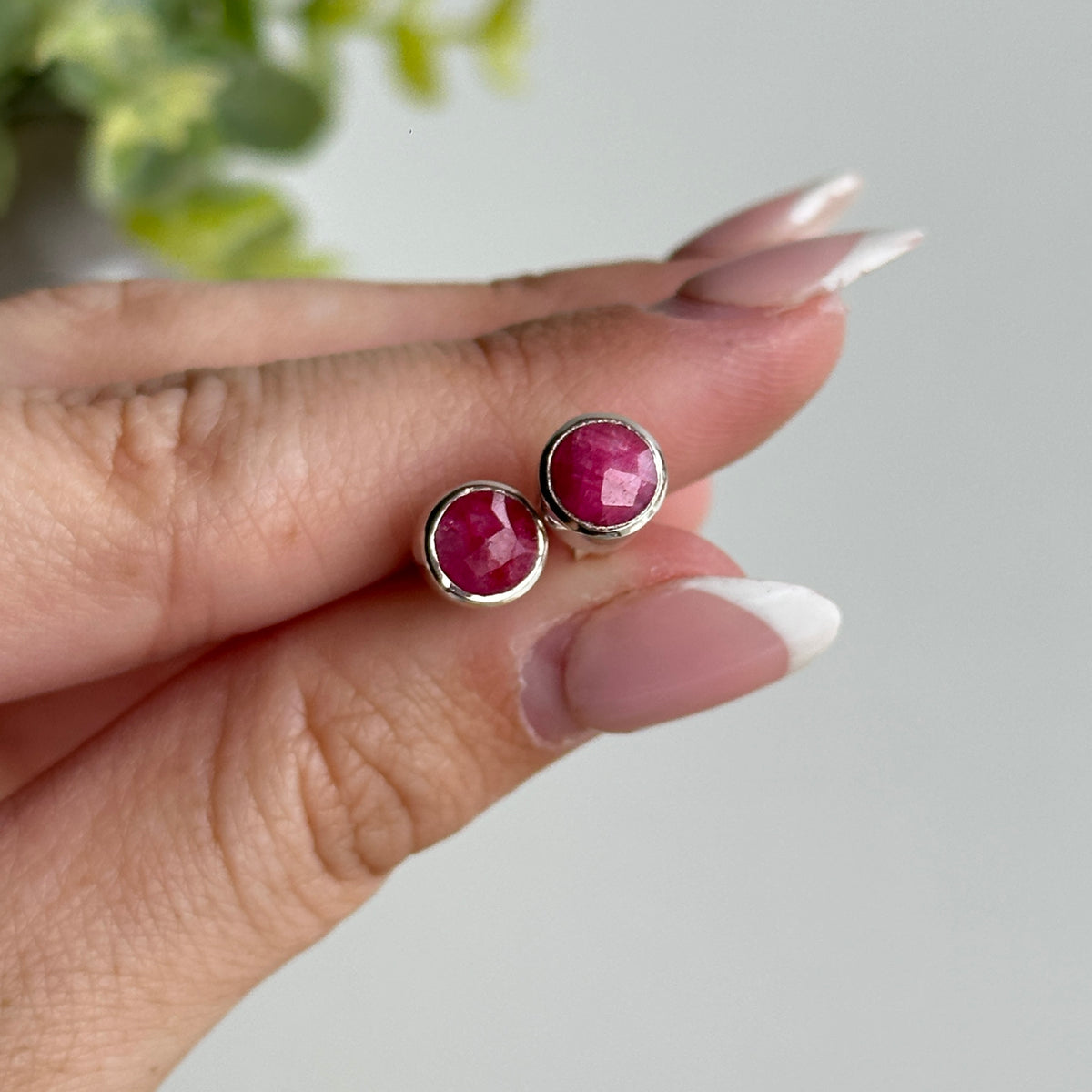 Ruby Round Stud Earrings