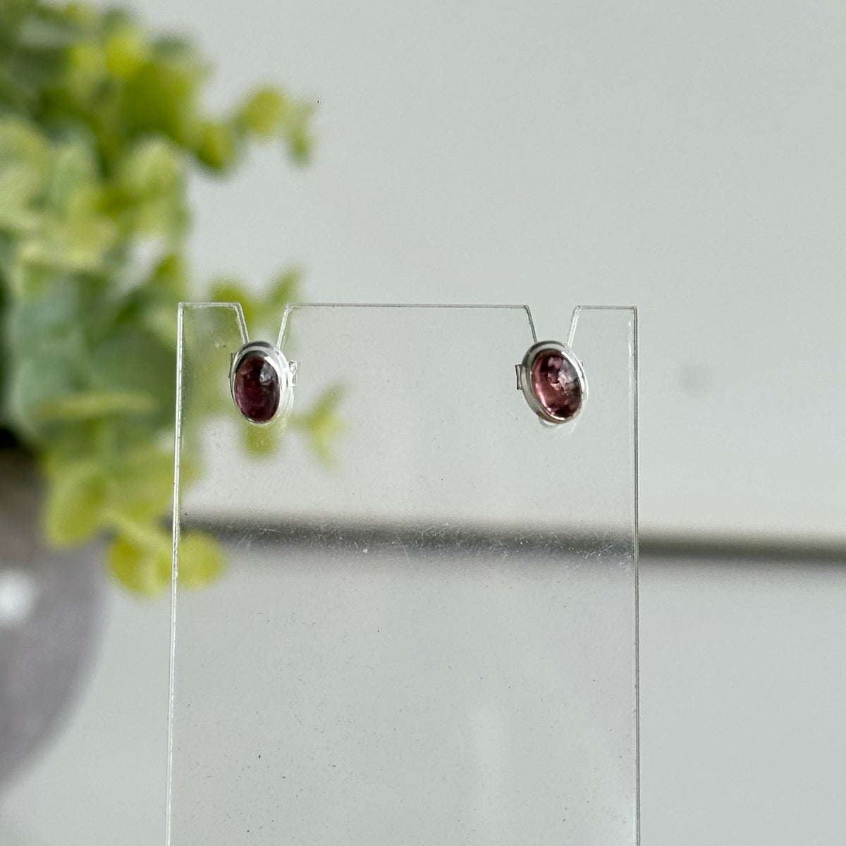 Pink Tourmaline Oval Stud Earrings