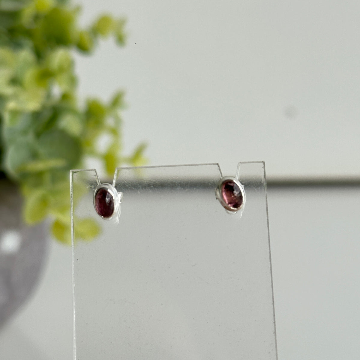 Pink Tourmaline Oval Stud Earrings