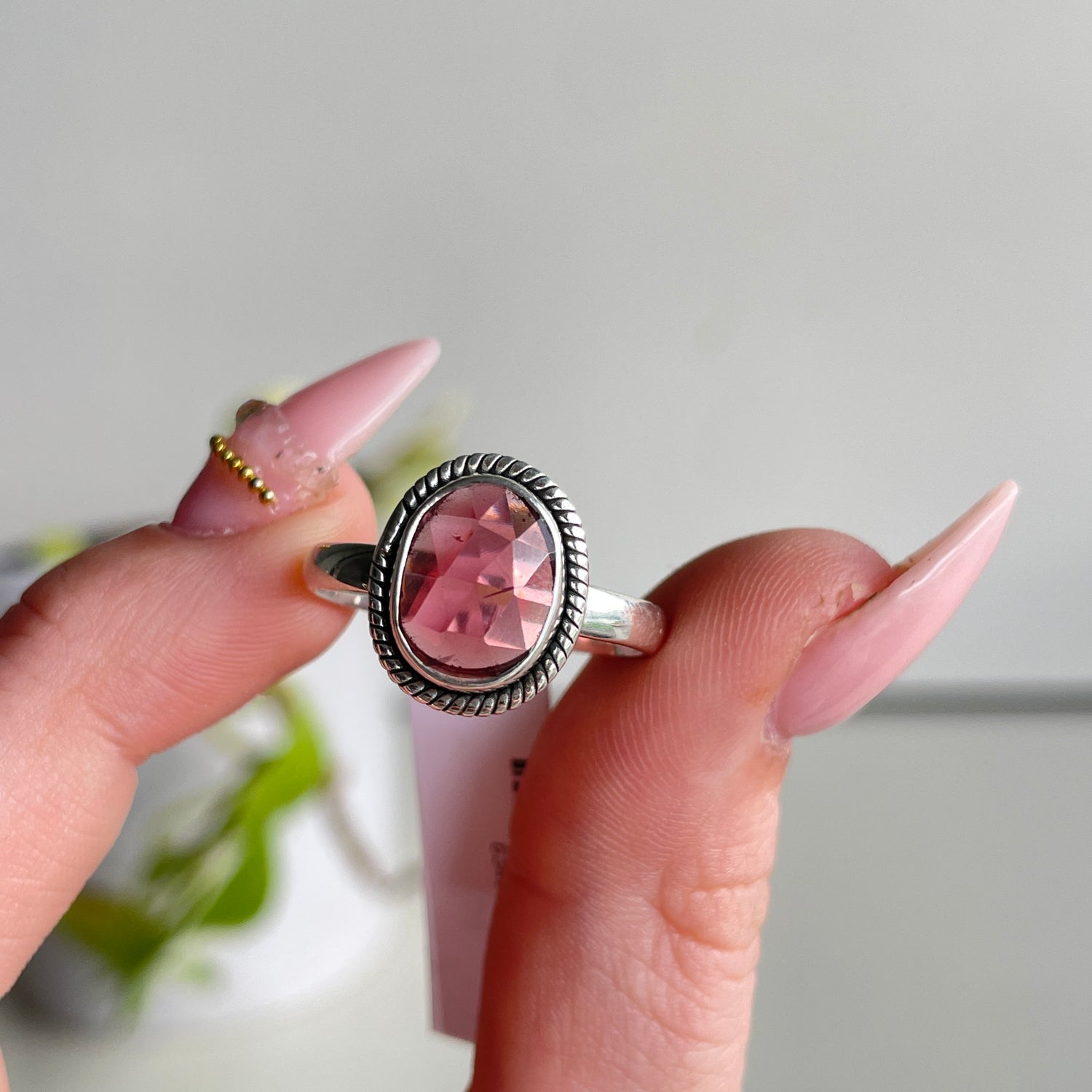 Rhodolite Garnet Oval Ring Sz10.5