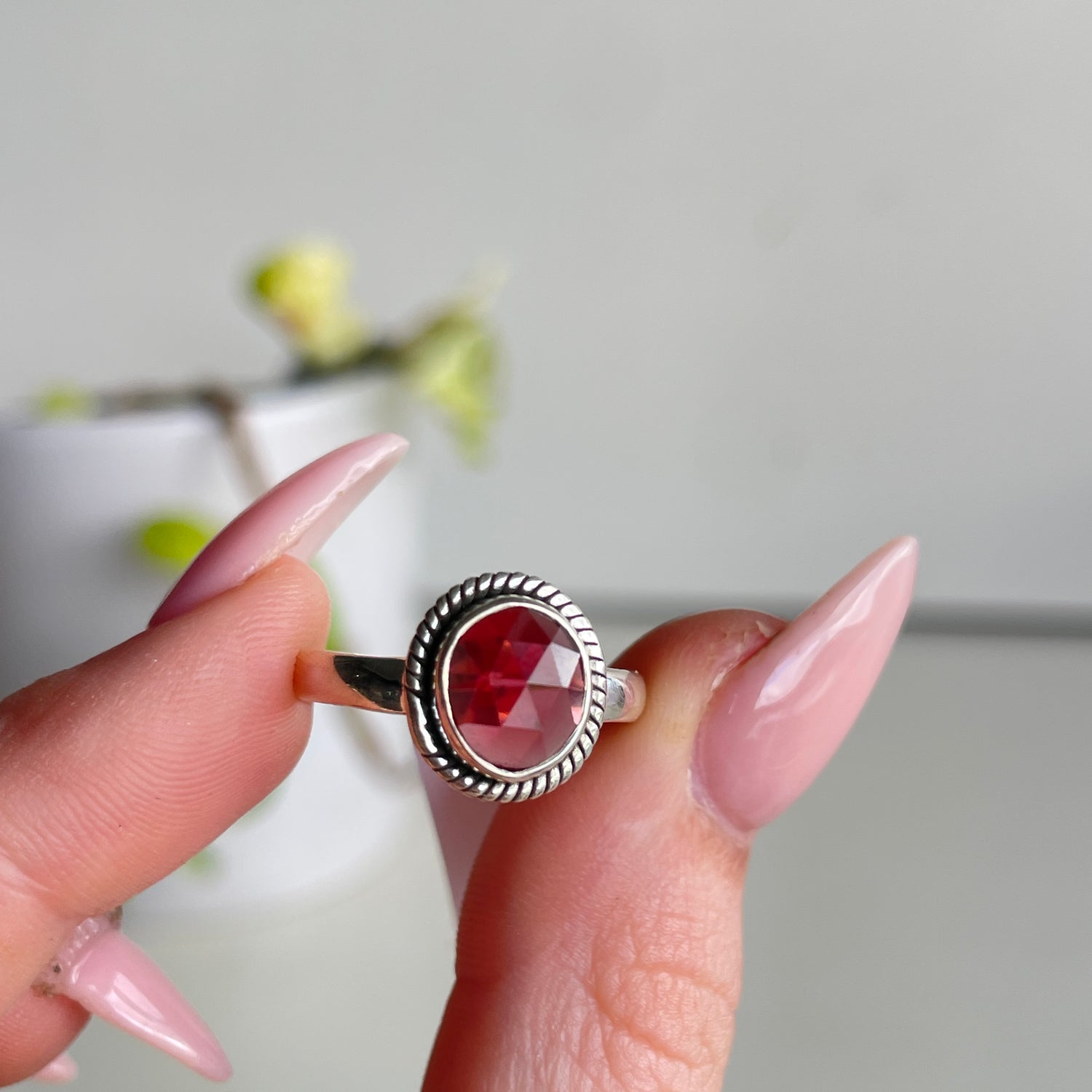 Rhodolite Garnet Oval Ring Sz8