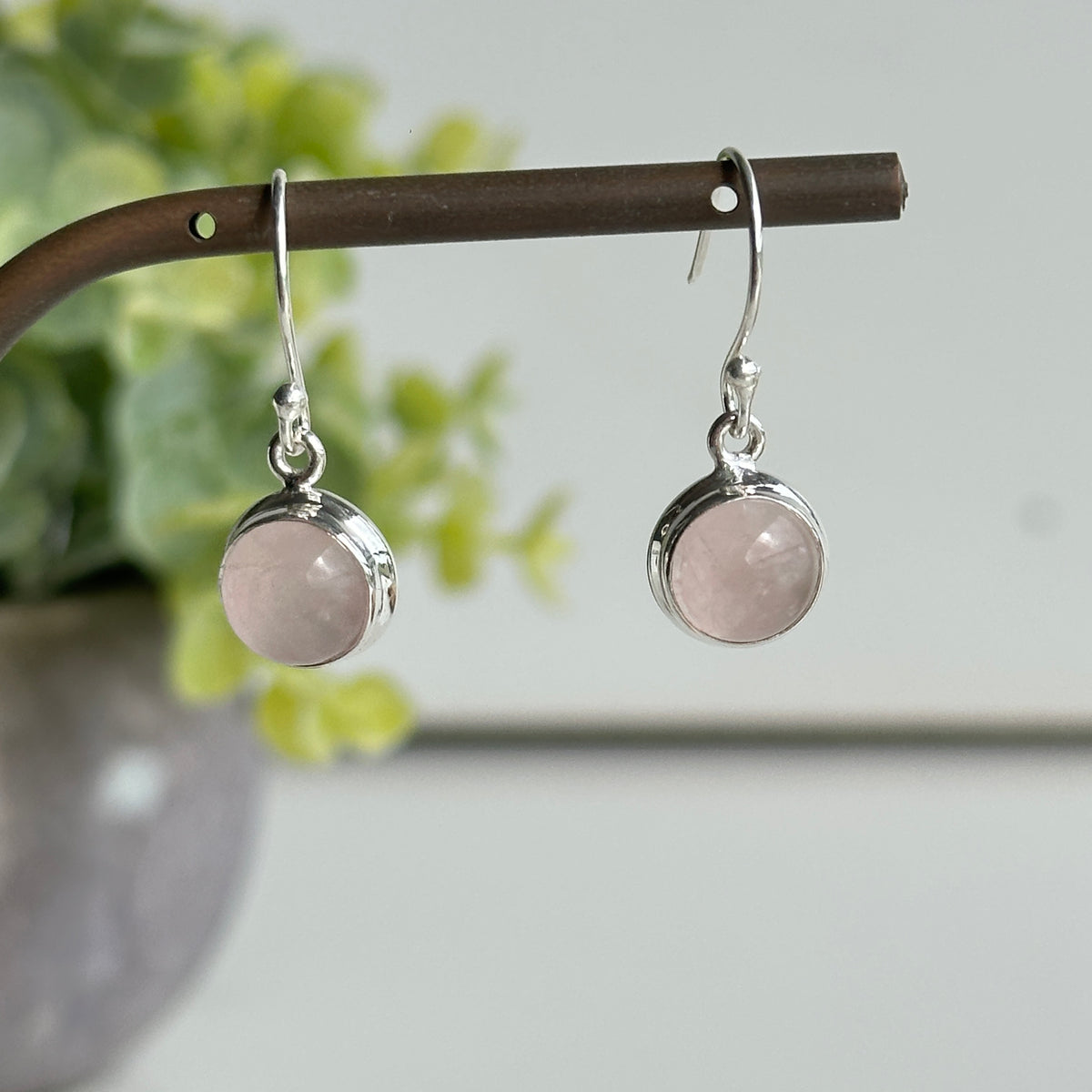 Rose Quartz Round Earrings