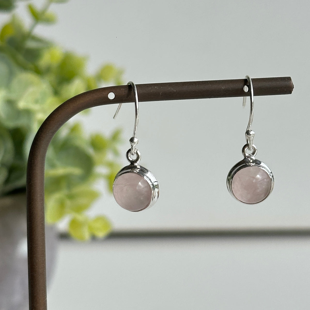 Rose Quartz Round Earrings