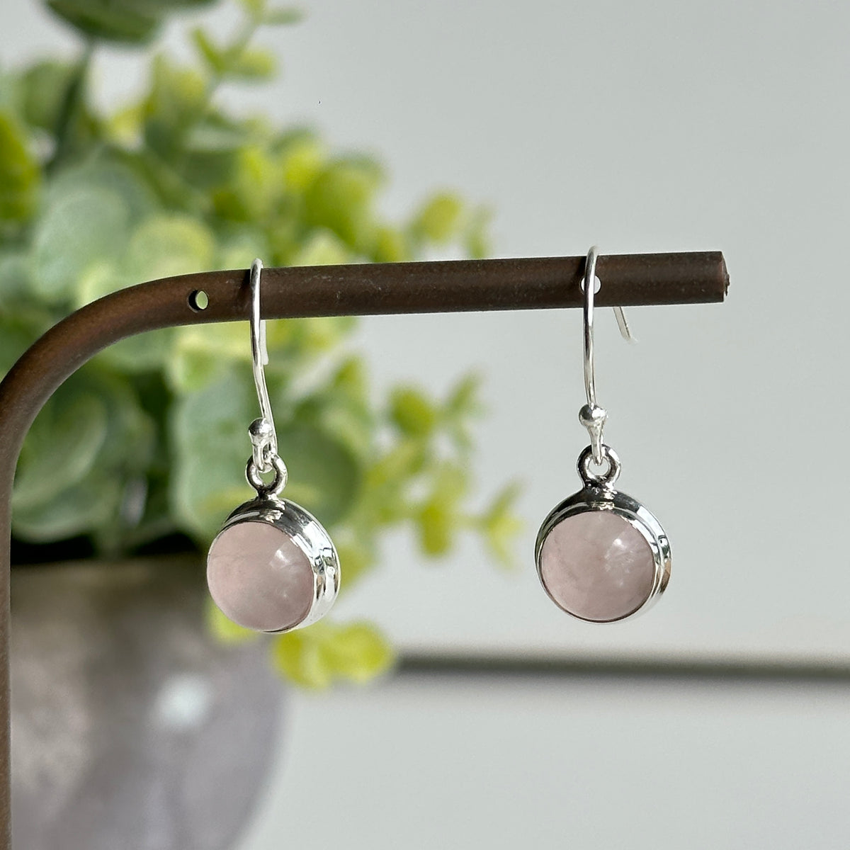 Rose Quartz Round Earrings