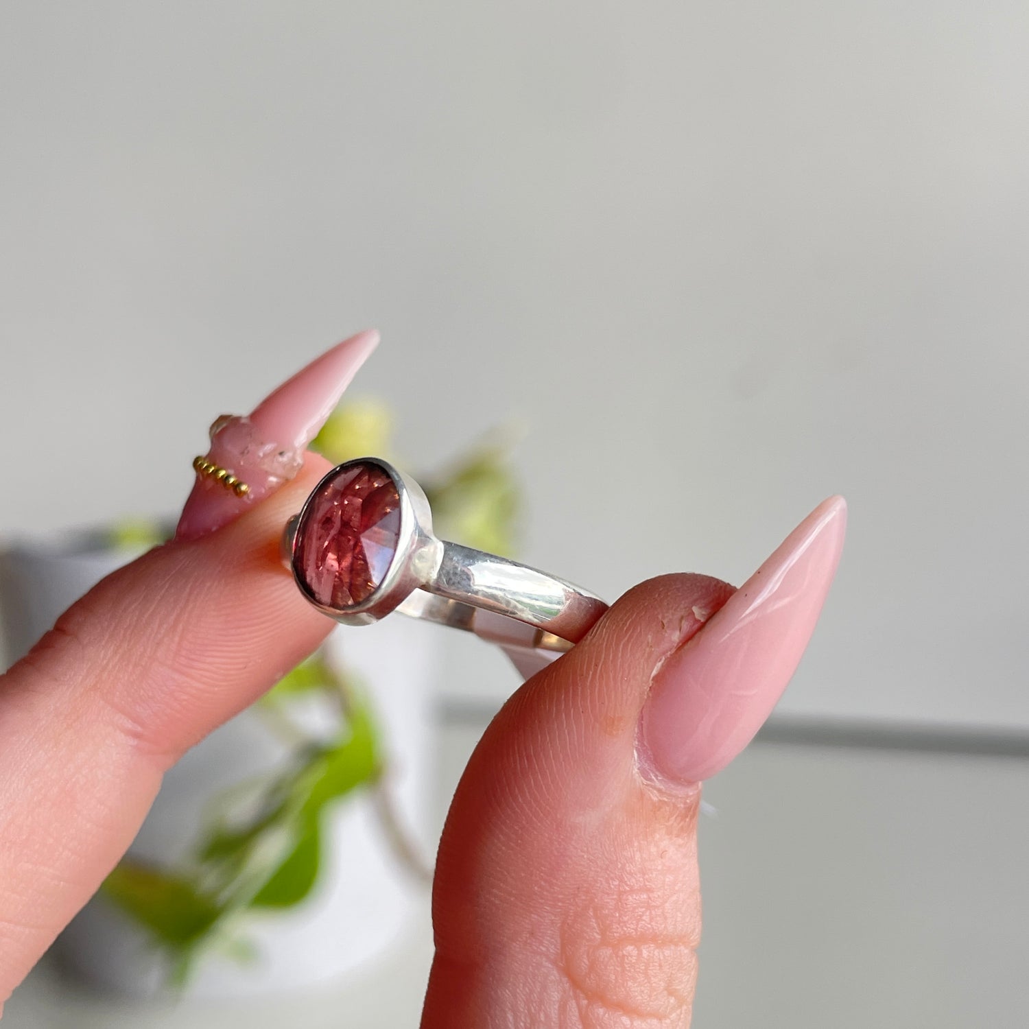 Rhodolite Garnet Oval Ring Sz10