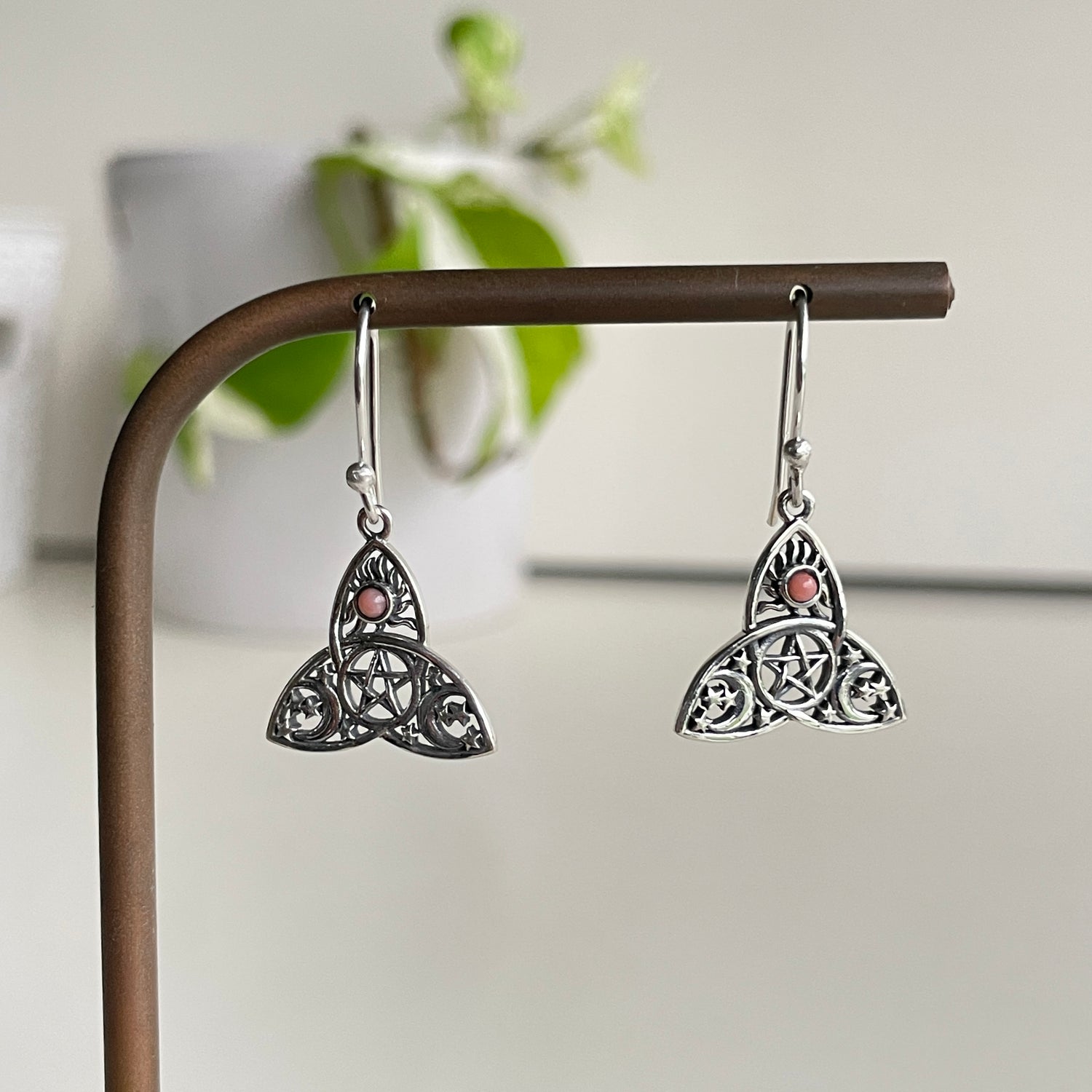Pink Opal Celtic Earrings