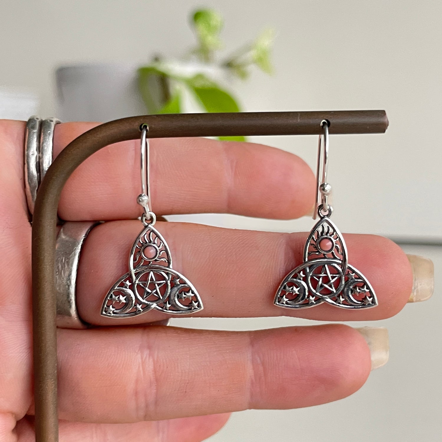 Pink Opal Celtic Earrings