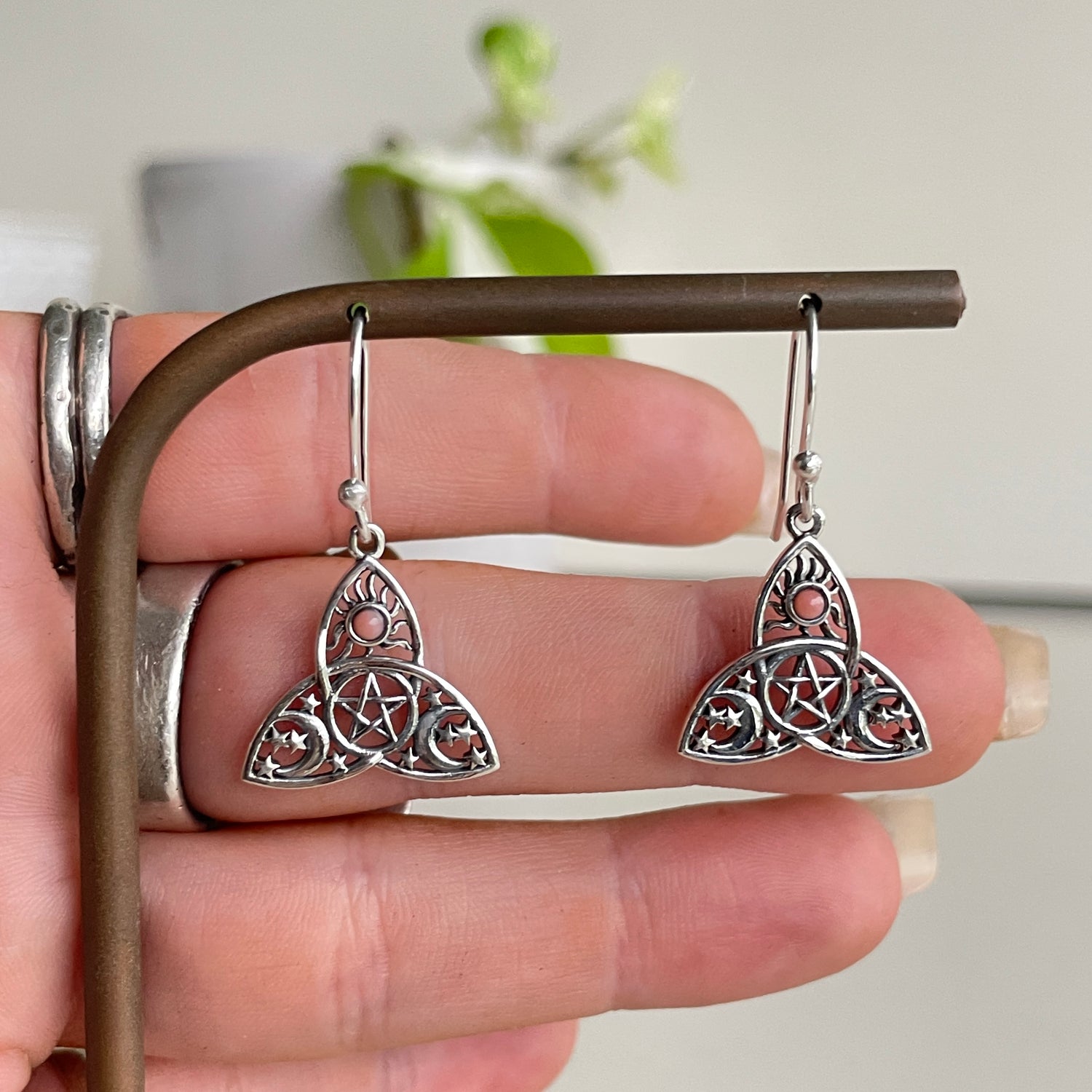 Pink Opal Celtic Earrings