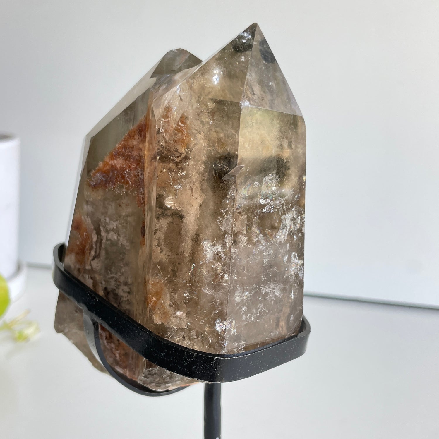 Smoky Garden Quartz Twin Point In Stand 13.4cm