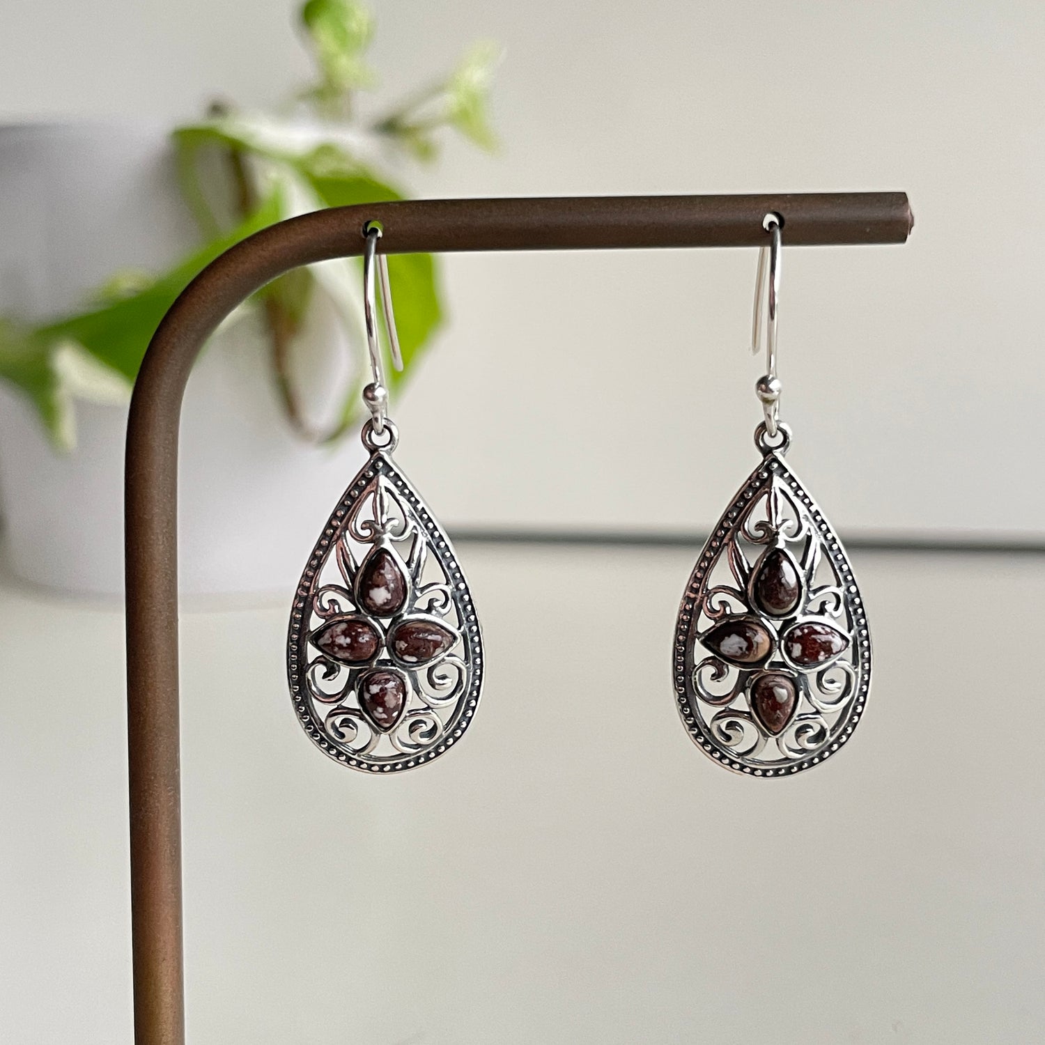 Wild Horse Filigree Teardrop Earrings