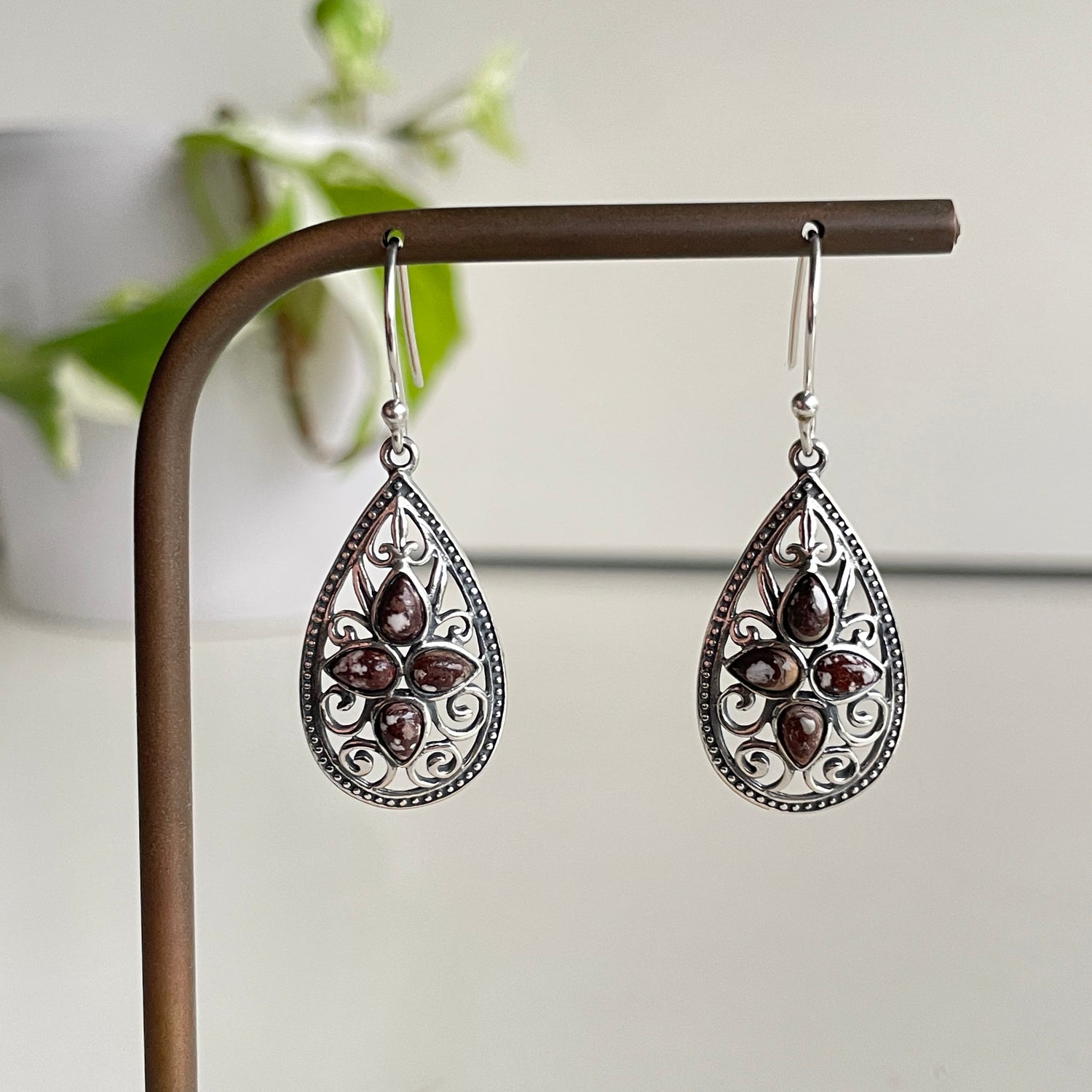 Wild Horse Filigree Teardrop Earrings