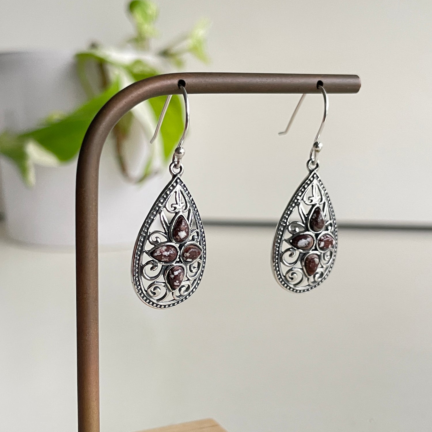 Wild Horse Filigree Teardrop Earrings