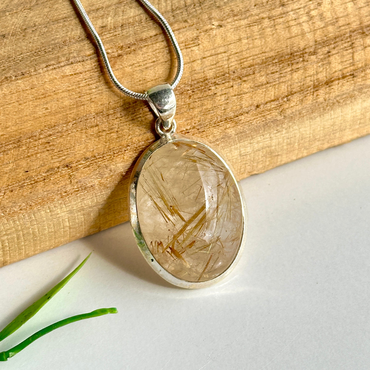 Rutilated Quartz Oval Pendant