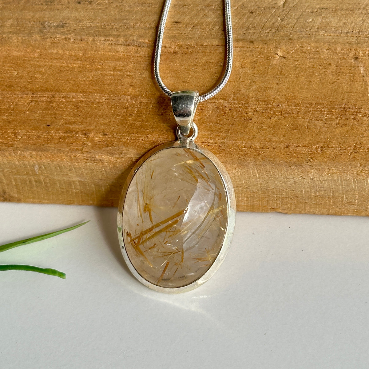 Rutilated Quartz Oval Pendant