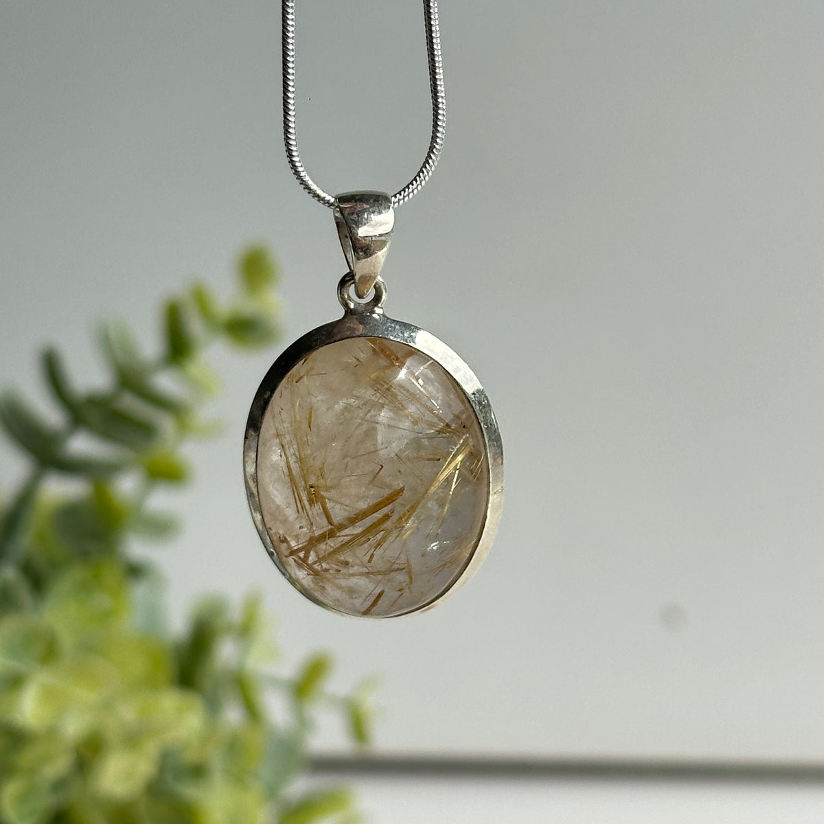 Rutilated Quartz Oval Pendant
