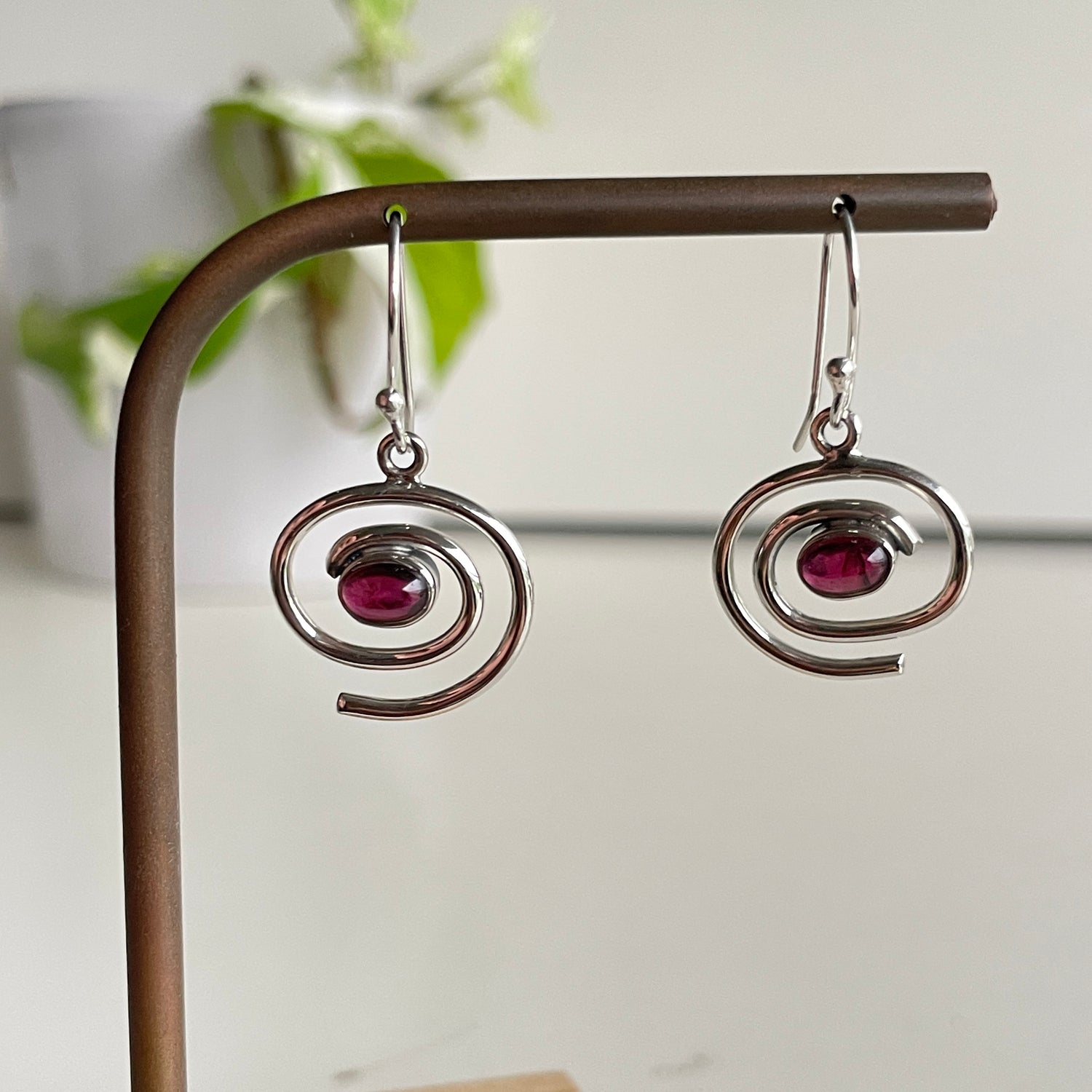 Garnet Swirl Earrings