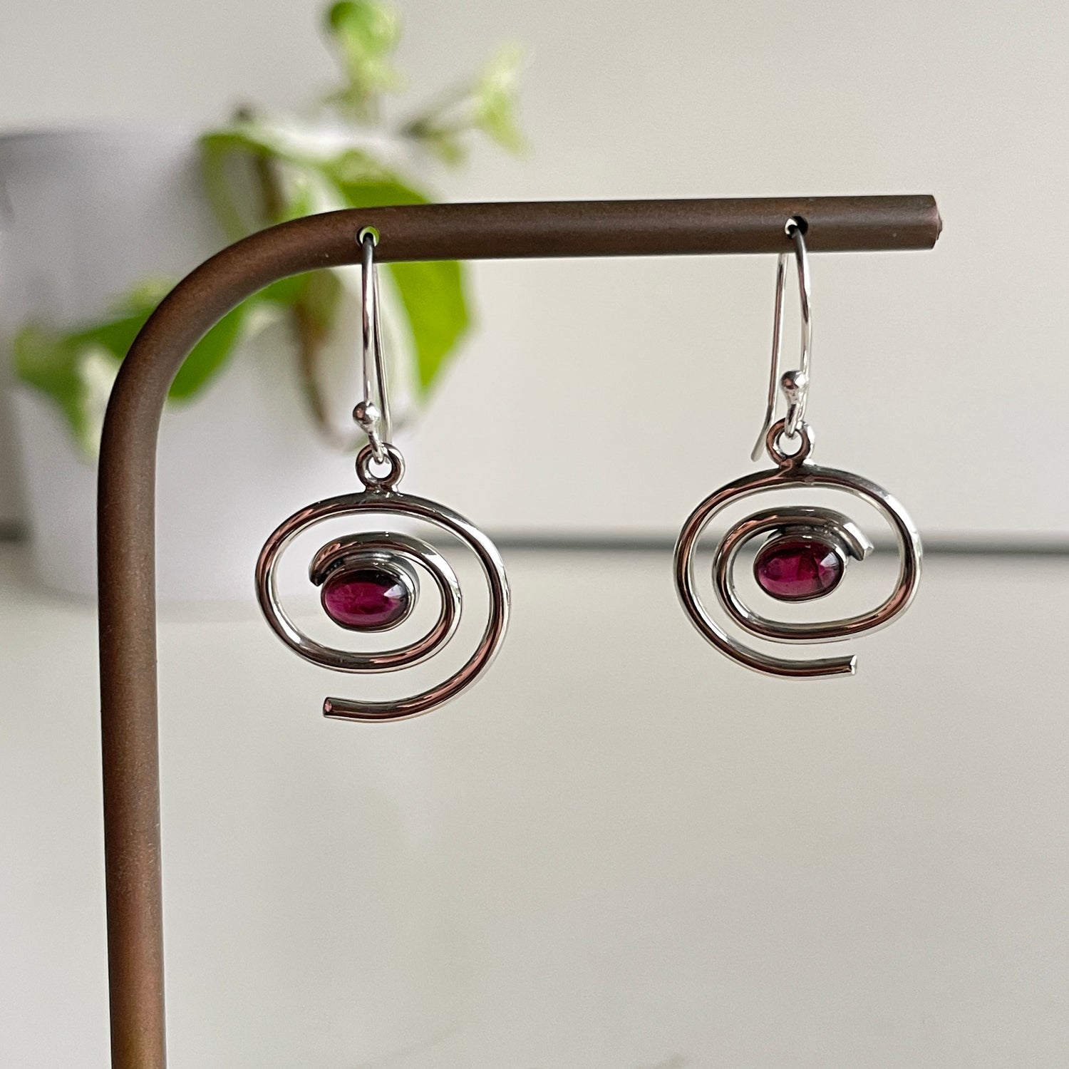 Garnet Swirl Earrings