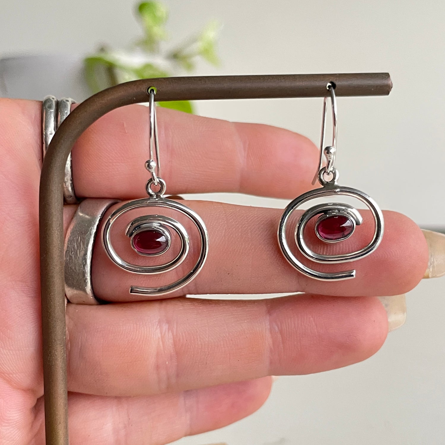 Garnet Swirl Earrings