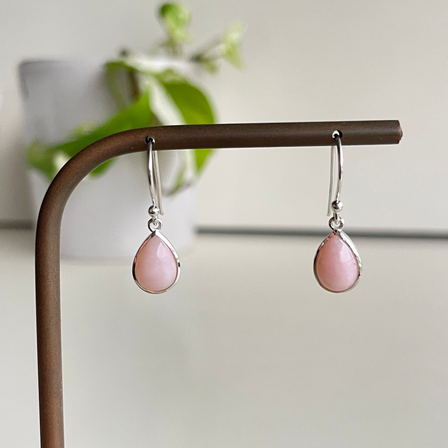 Pink Opal Teardrop Earrings