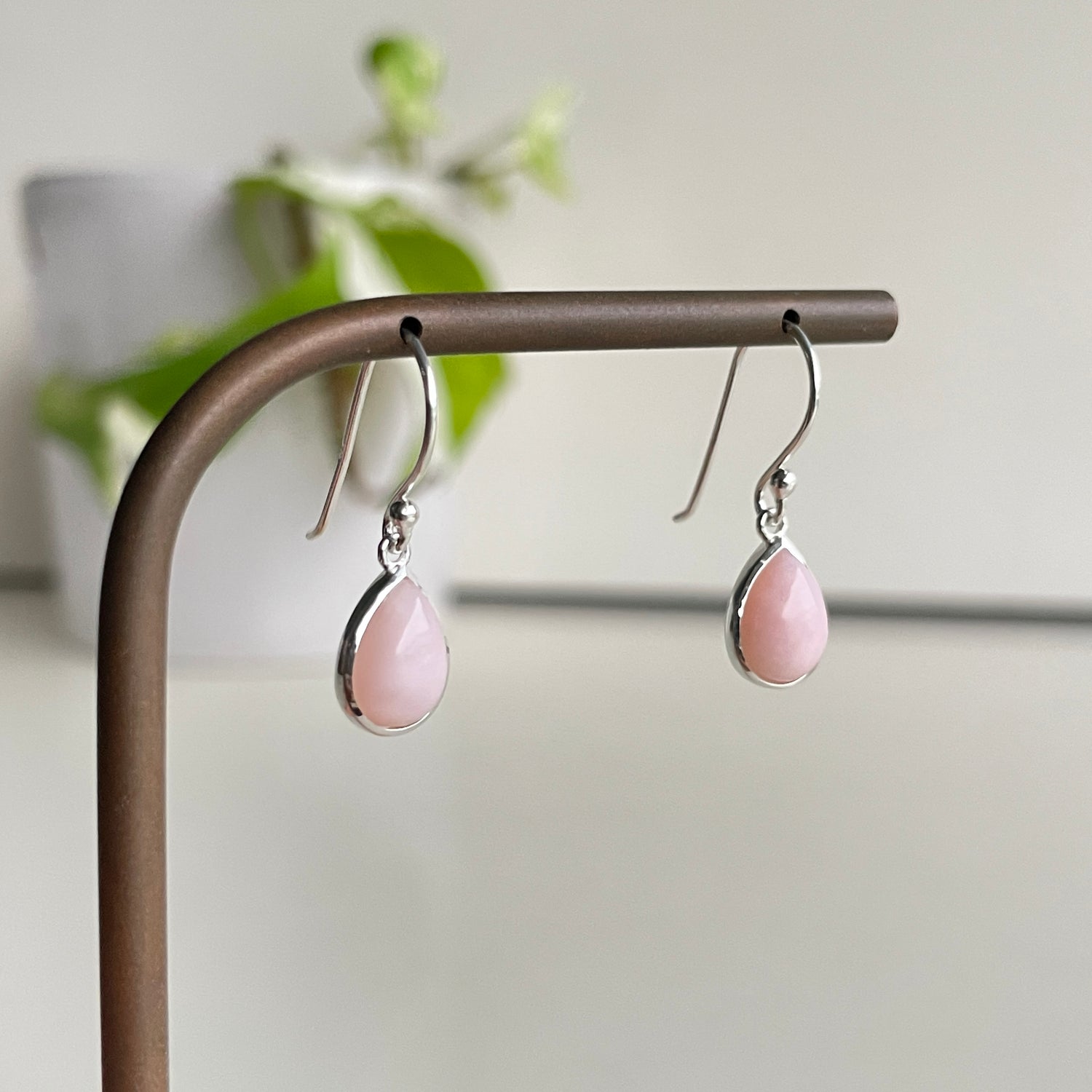 Pink Opal Teardrop Earrings
