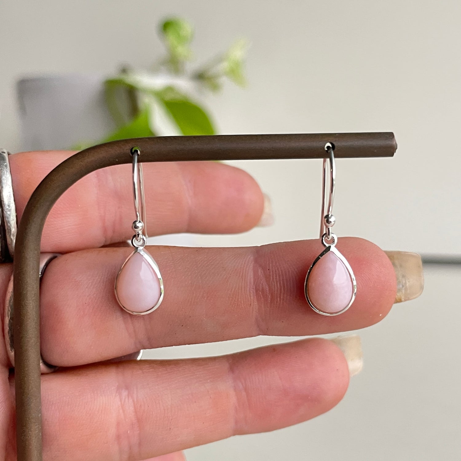 Pink Opal Teardrop Earrings