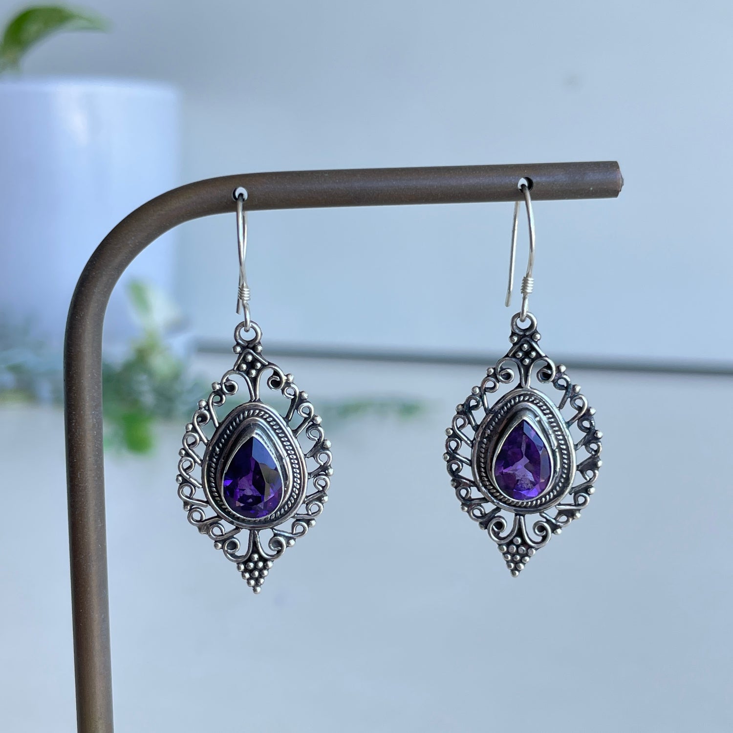 Amethyst Teardrop Earrings