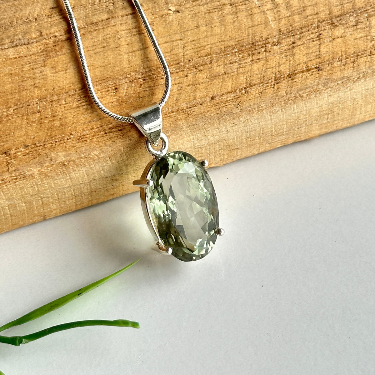 Prasiolite Oval Pendant