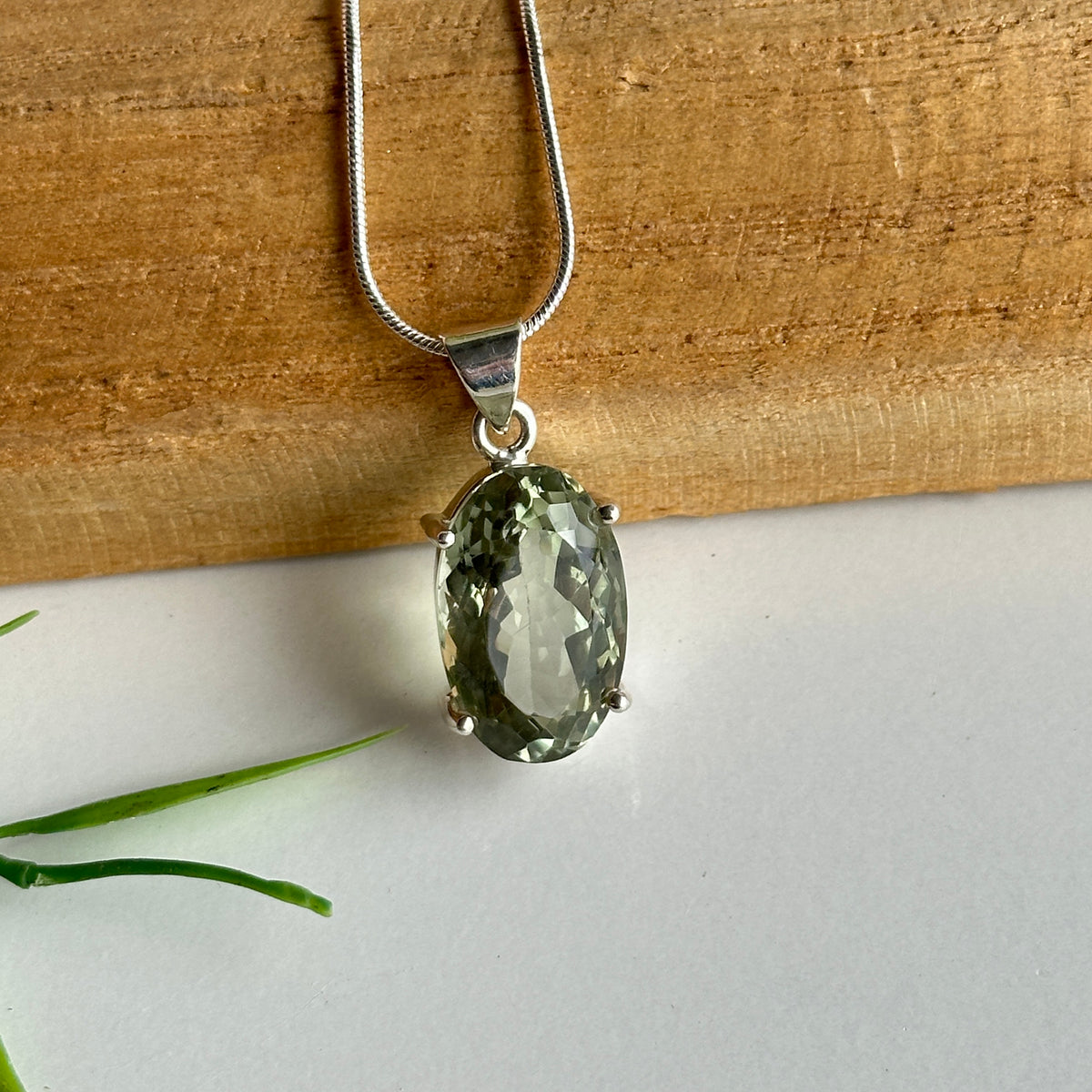 Prasiolite Oval Pendant