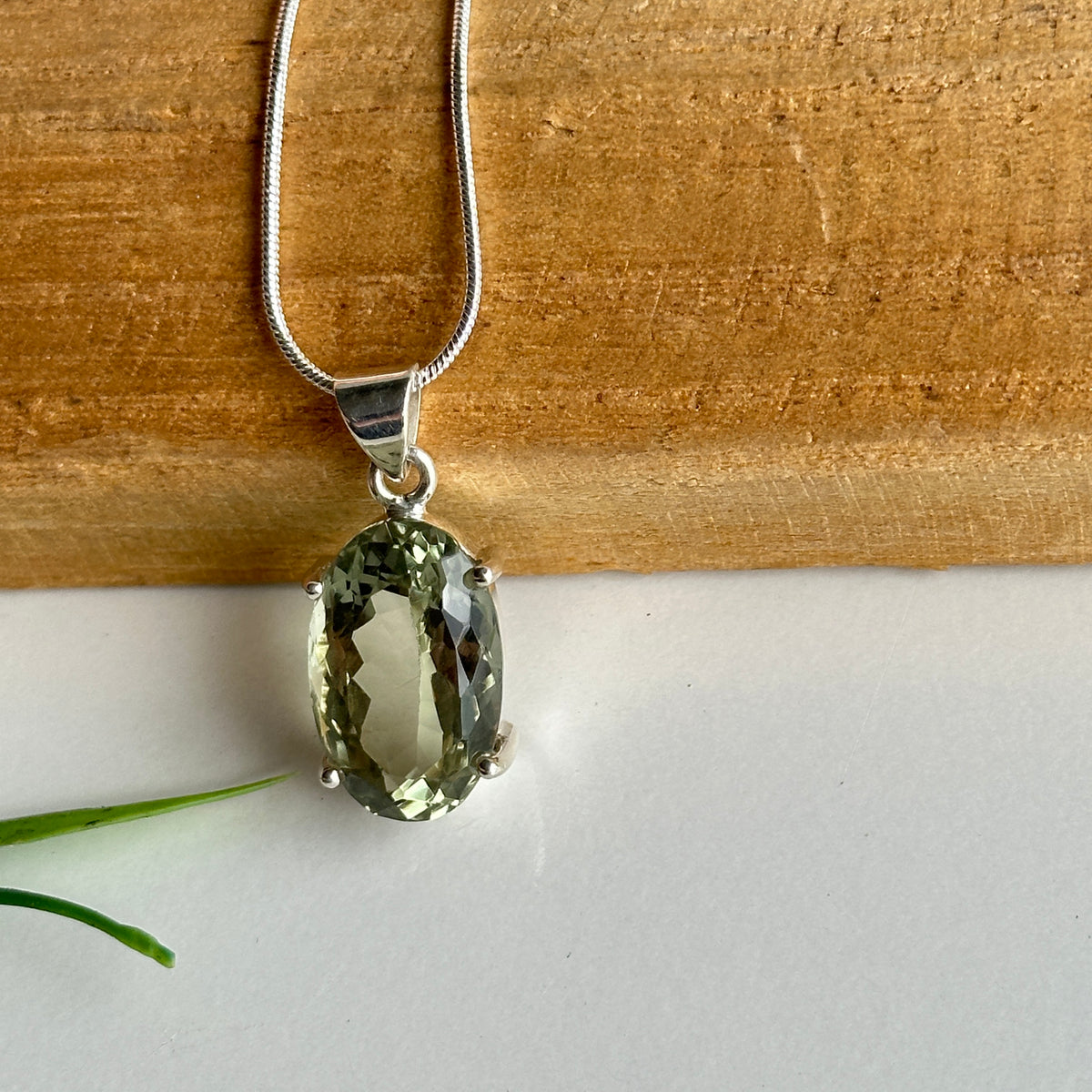 Prasiolite Oval Pendant