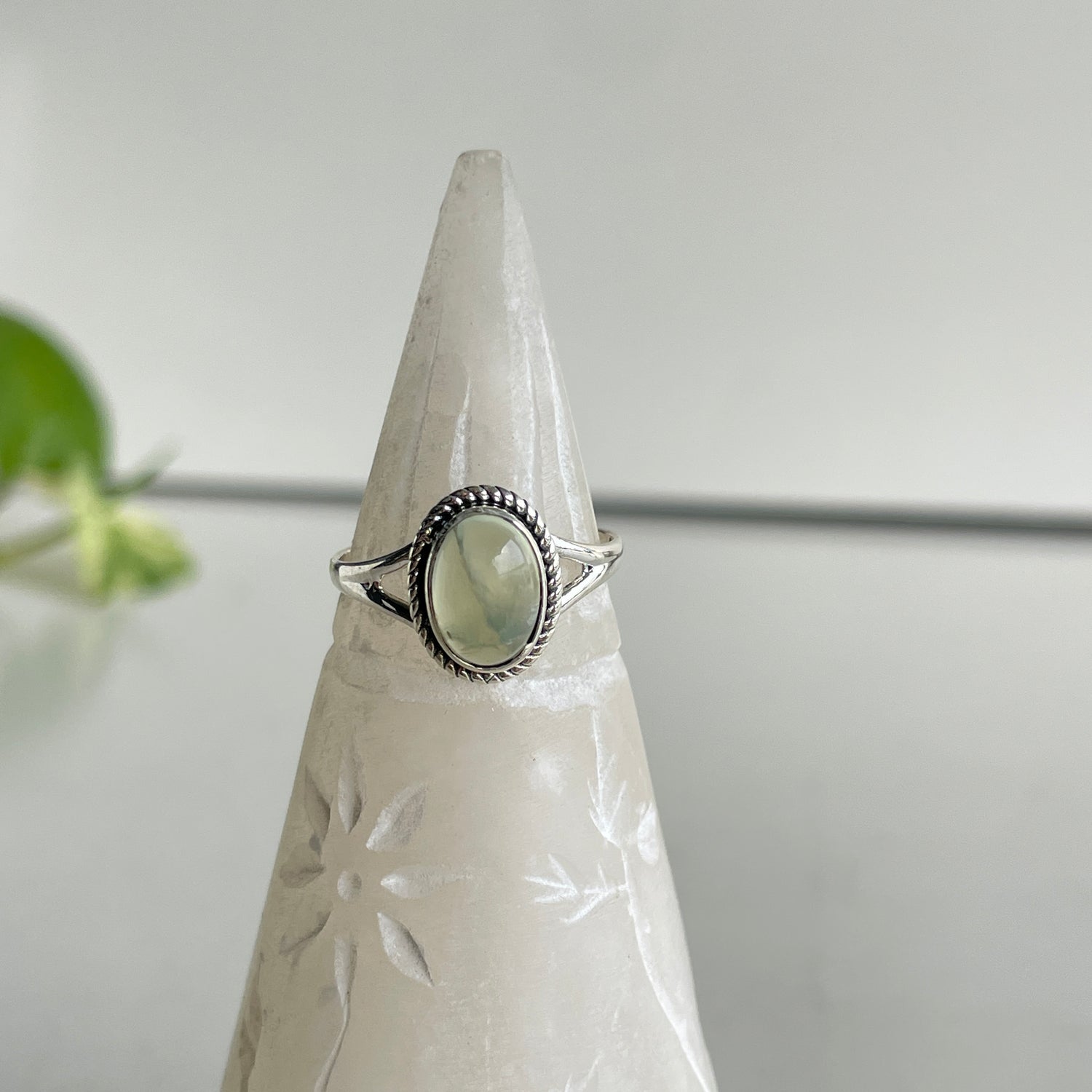 Prehnite Oval Ring