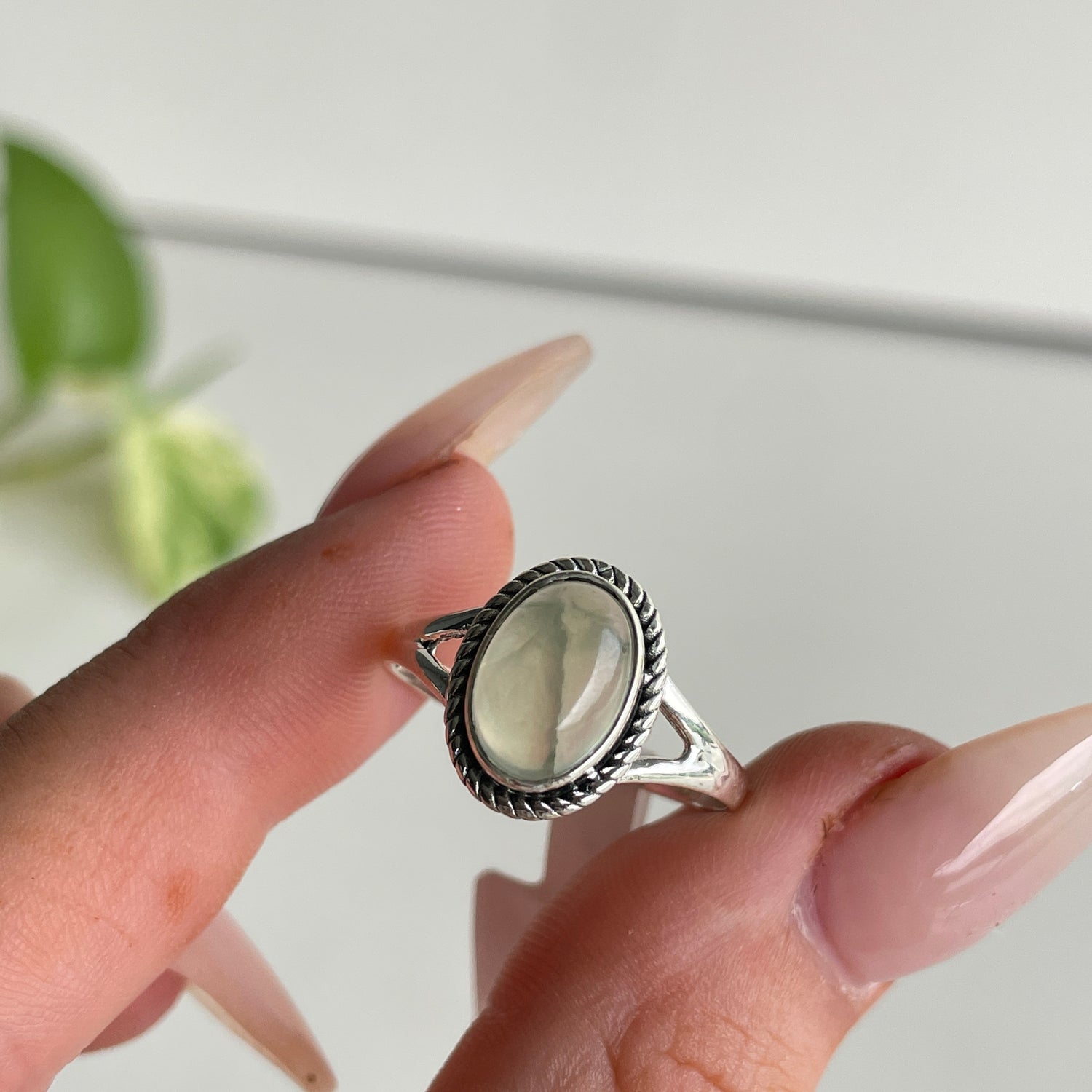 Prehnite Oval Ring