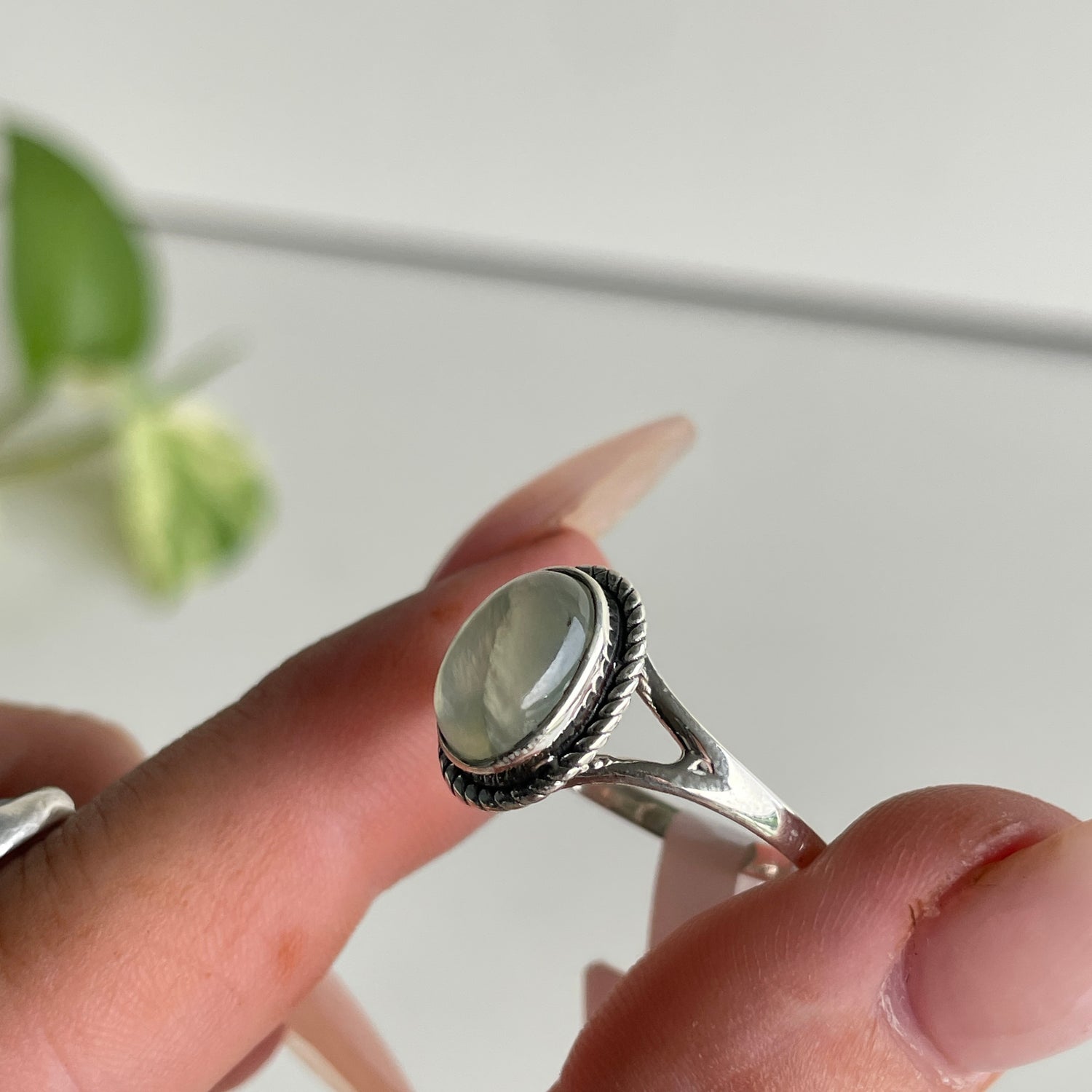 Prehnite Oval Ring