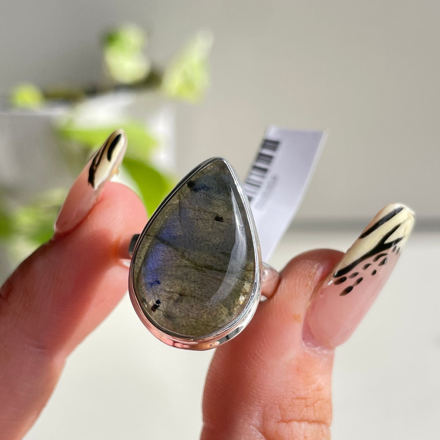Labradorite Teardrop Ring Sz9