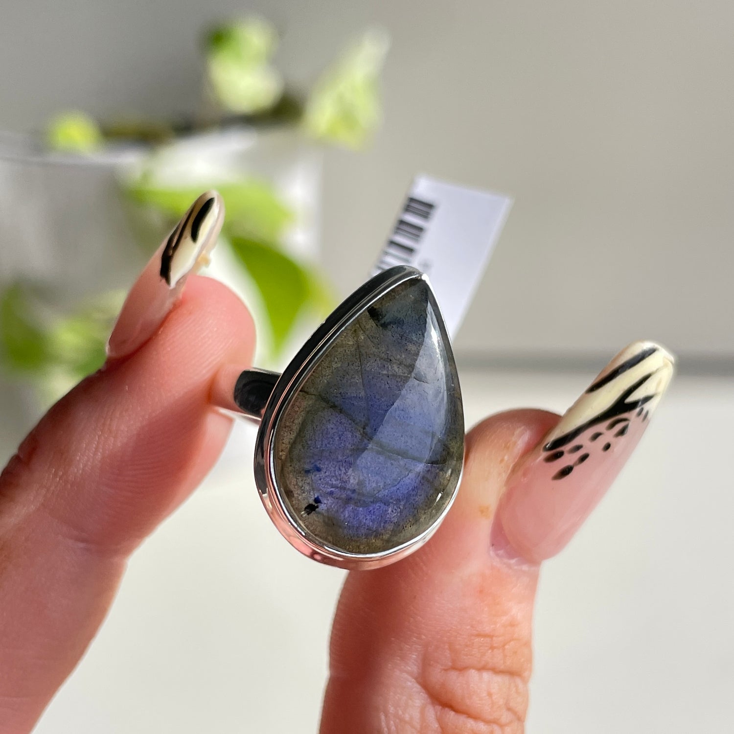 Labradorite Teardrop Ring Sz9