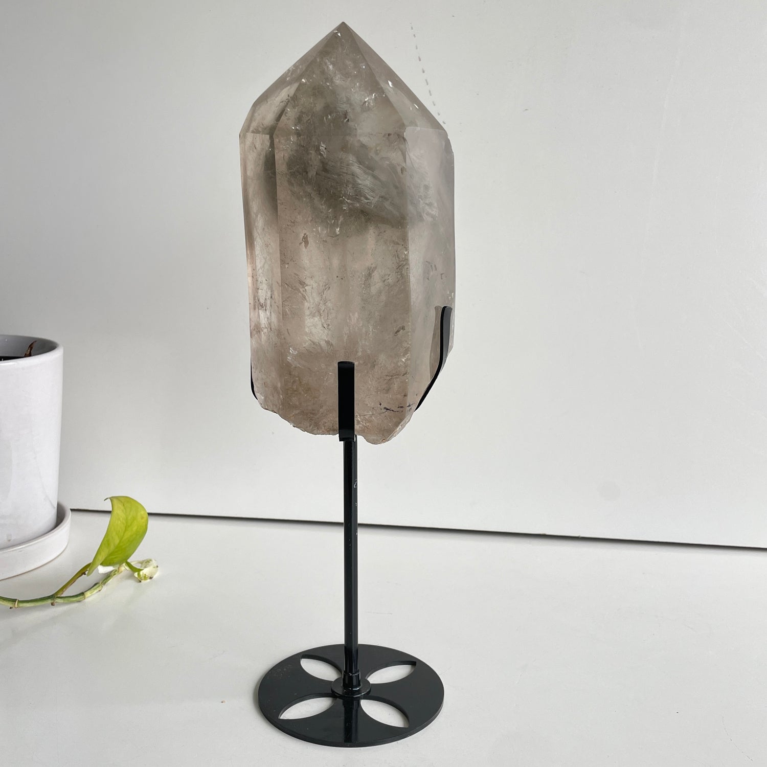 Smoky Quartz Point With Phantom In Stand 20cm