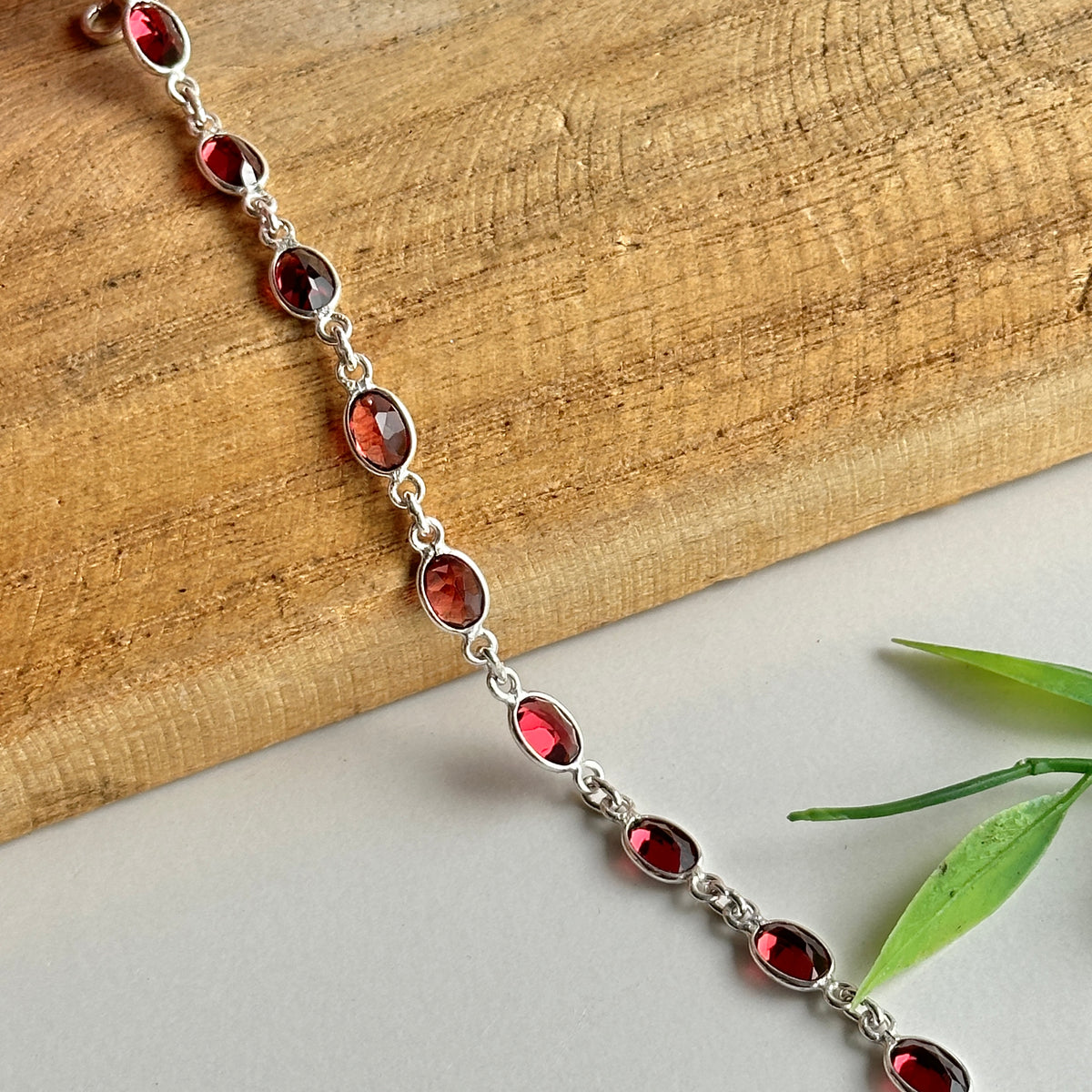 Garnet Oval Bracelet