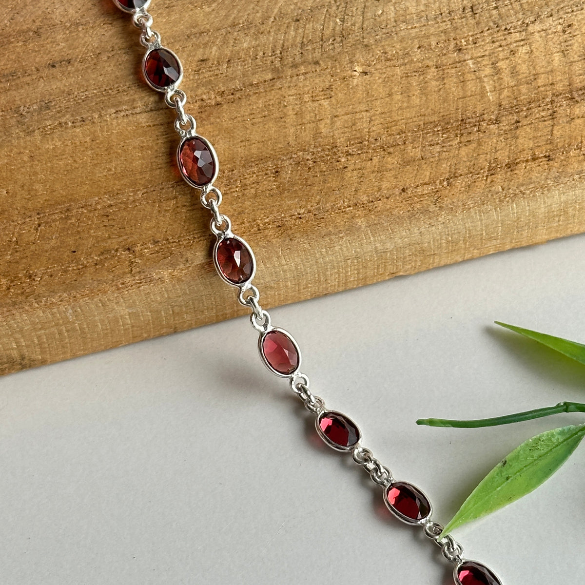 Garnet Oval Bracelet