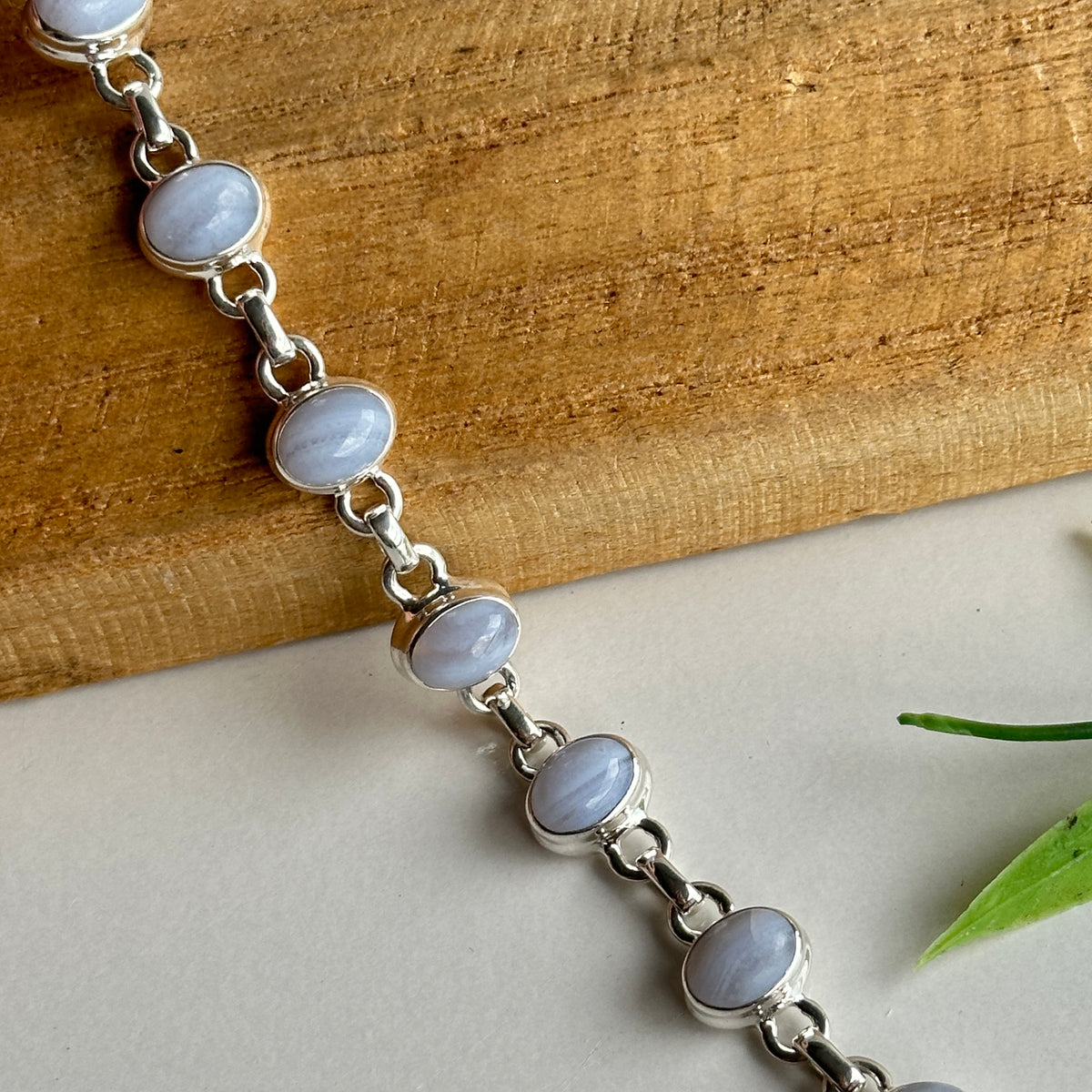 Blue Lace Agate Oval Bracelet