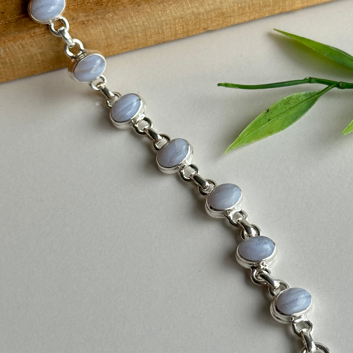 Blue Lace Agate Oval Bracelet